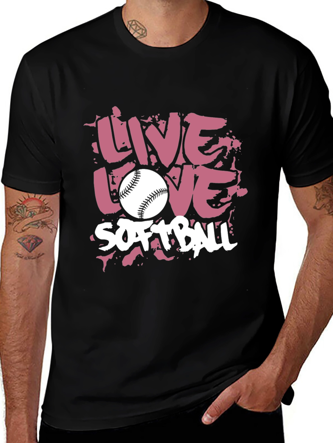 Variant 30 of Live Love Softball Graphic T-Shirt