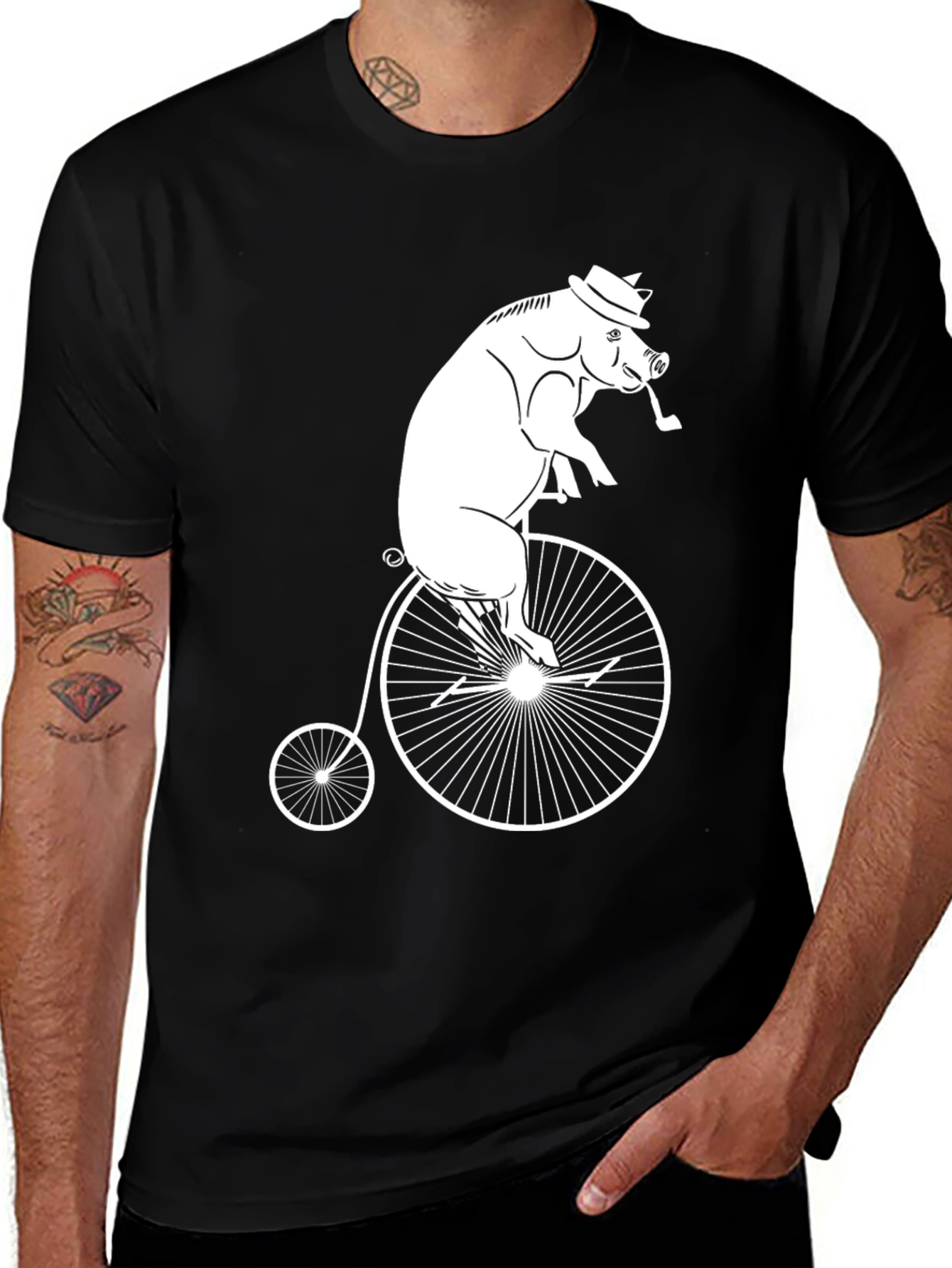 Variant 13 of Pig on Bike T-Shirt - Cool Graphic Tee