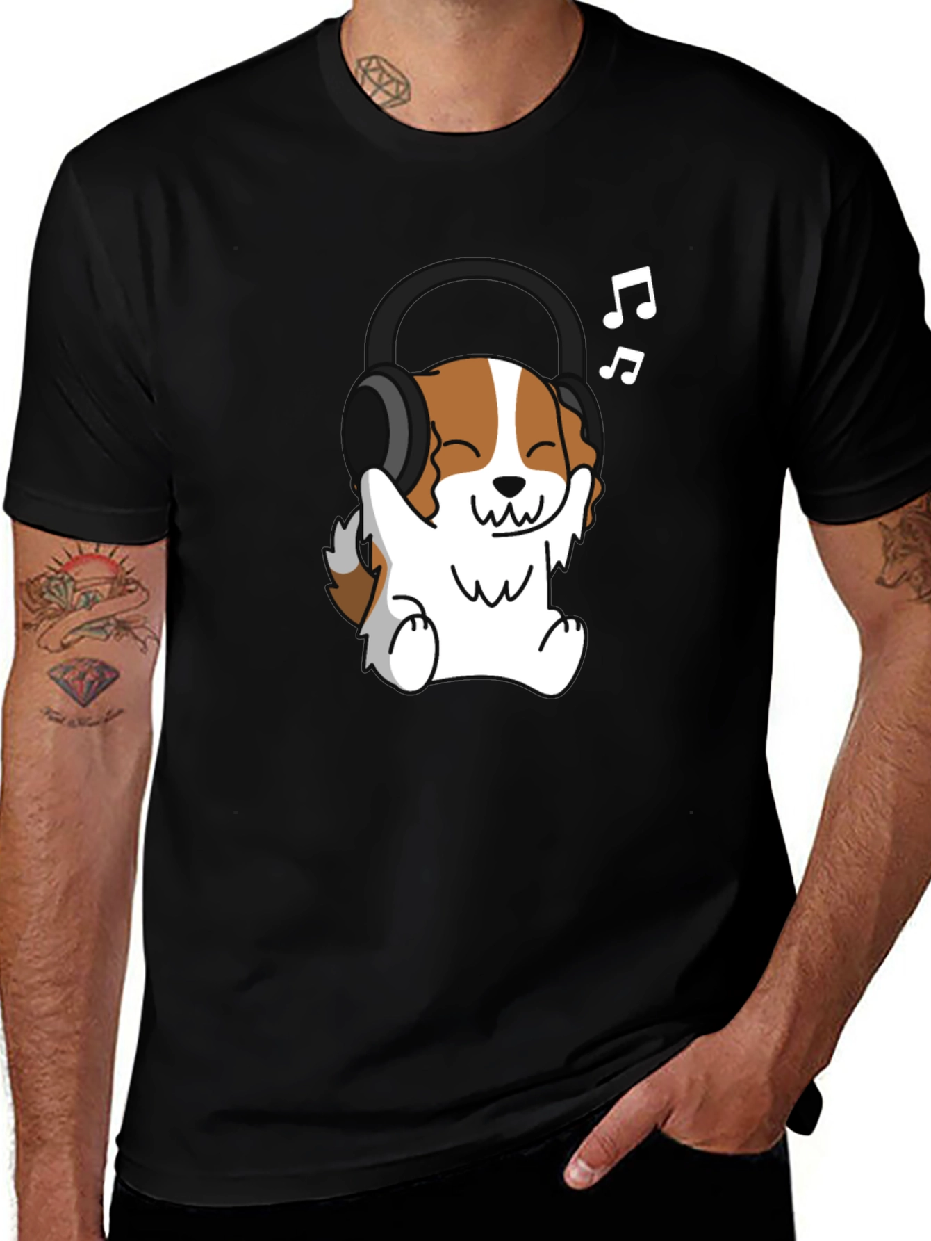 Variant 7 of Dog Wearing Headphones Graphic Tee