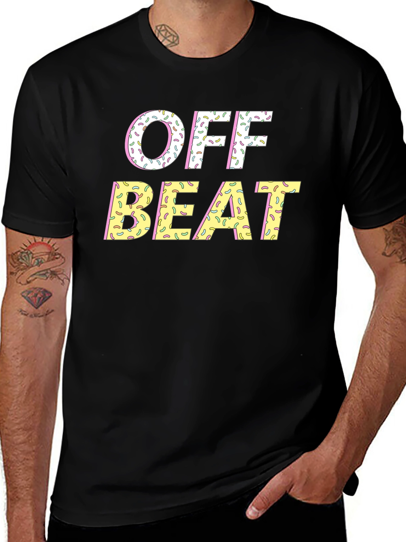 Variant 21 of Off Beat Sprinkled T-Shirt - Novelty Graphic Tee