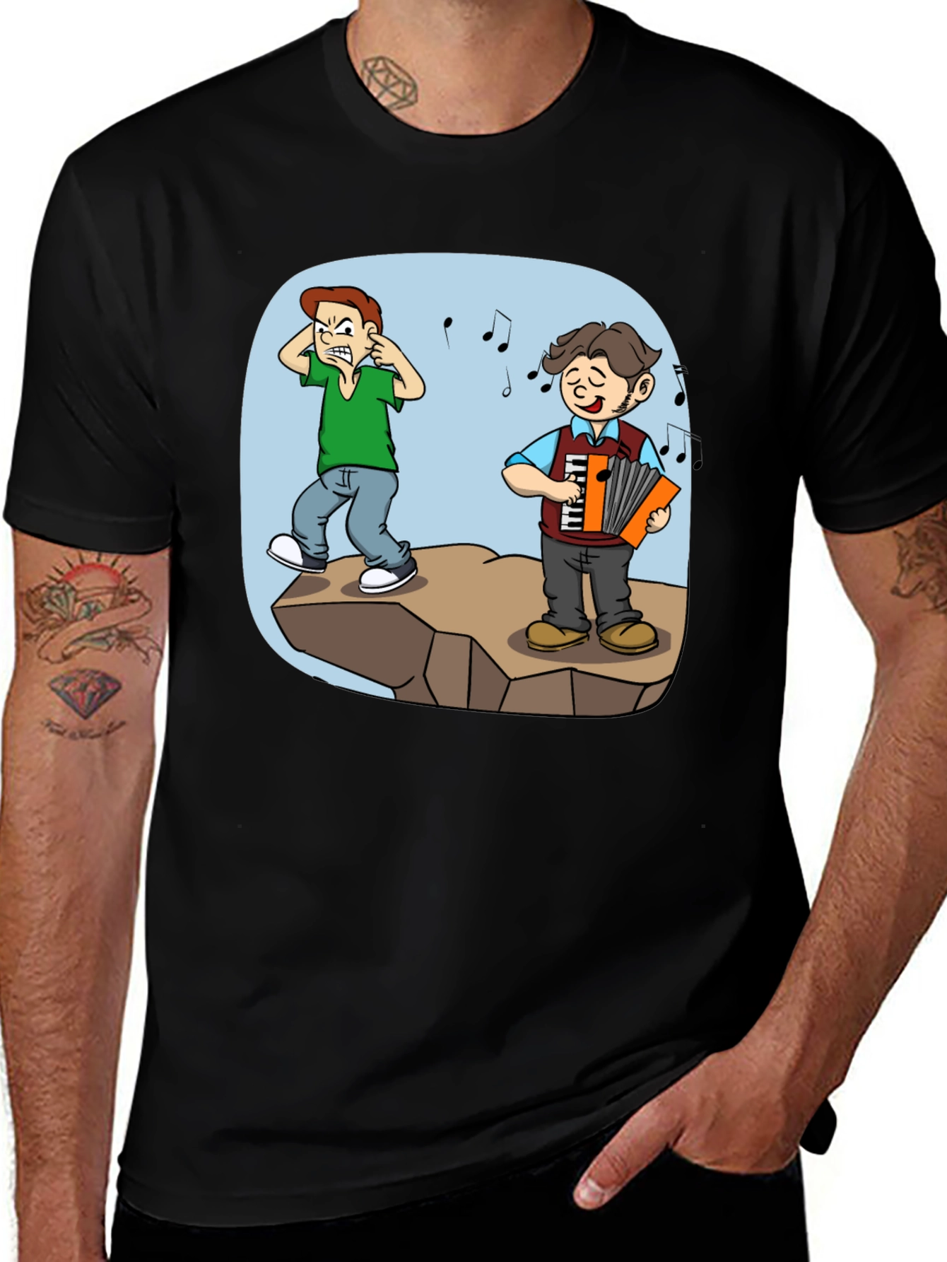 Variant 3 of Humorous Accordion Cartoon T-Shirt