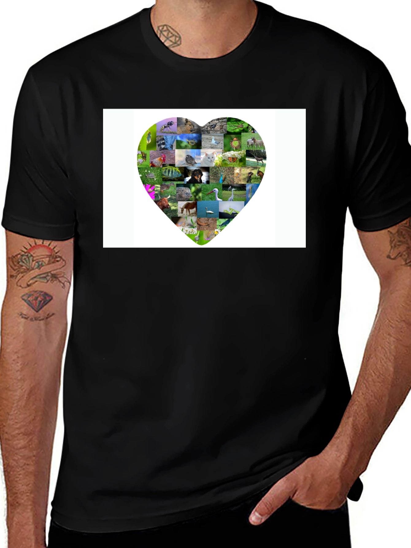 Variant 17 of Nature Heart Collage Black T-Shirt