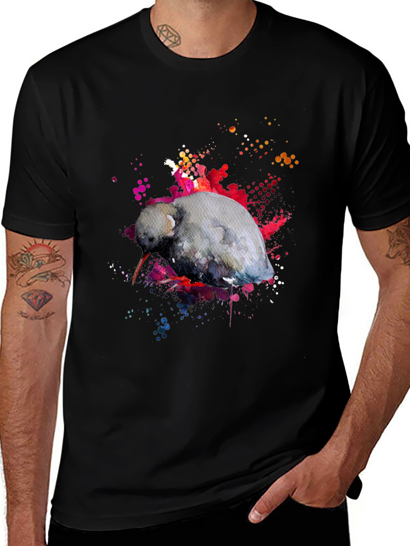 Variant 30 of Abstract Animal Graphic Tee - Men's Black T-Shirt