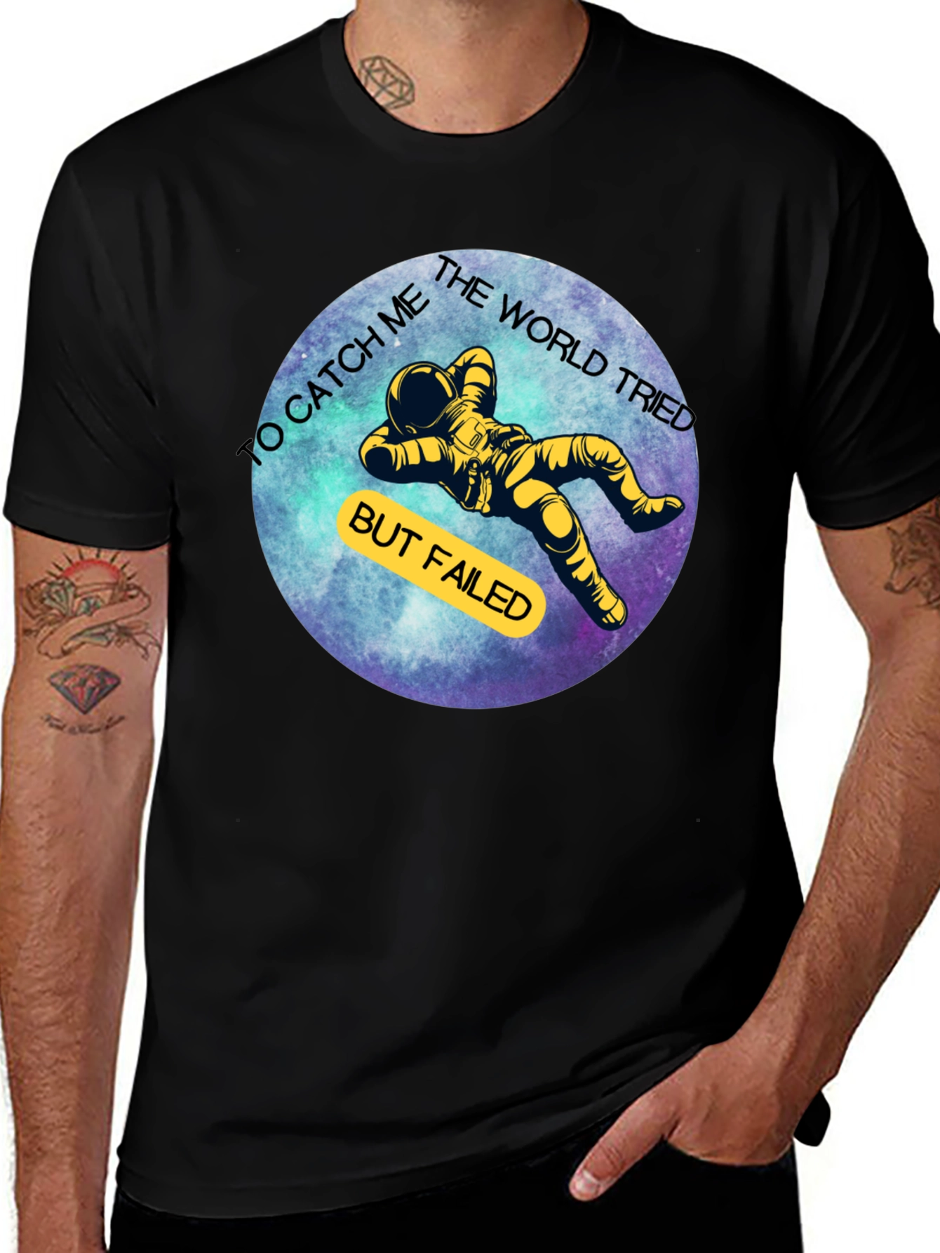 Variant 23 of Astronaut Graphic Tee - To Catch Me The World Tried But Failed