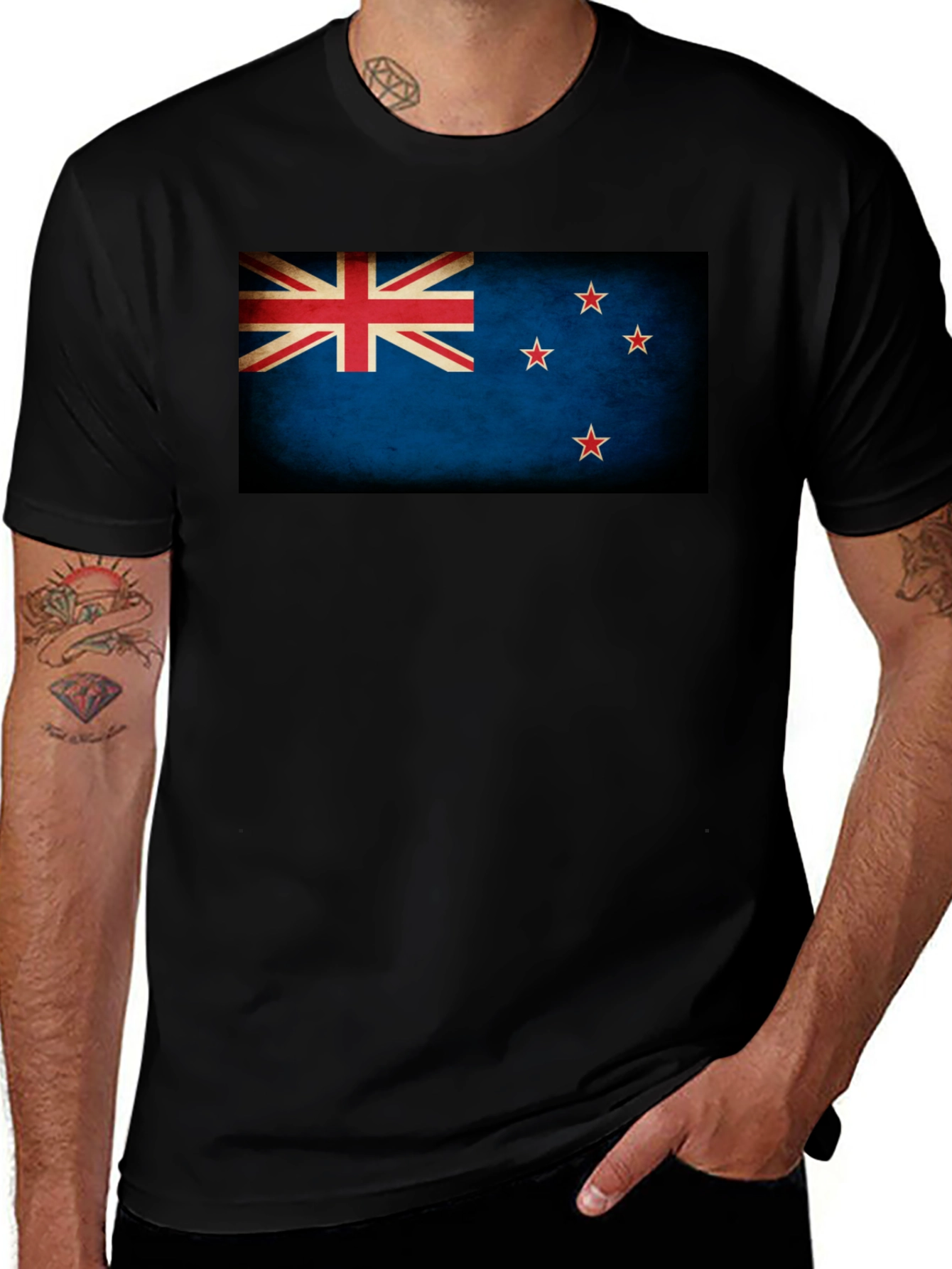New Zealand Flag Graphic Black T-Shirt