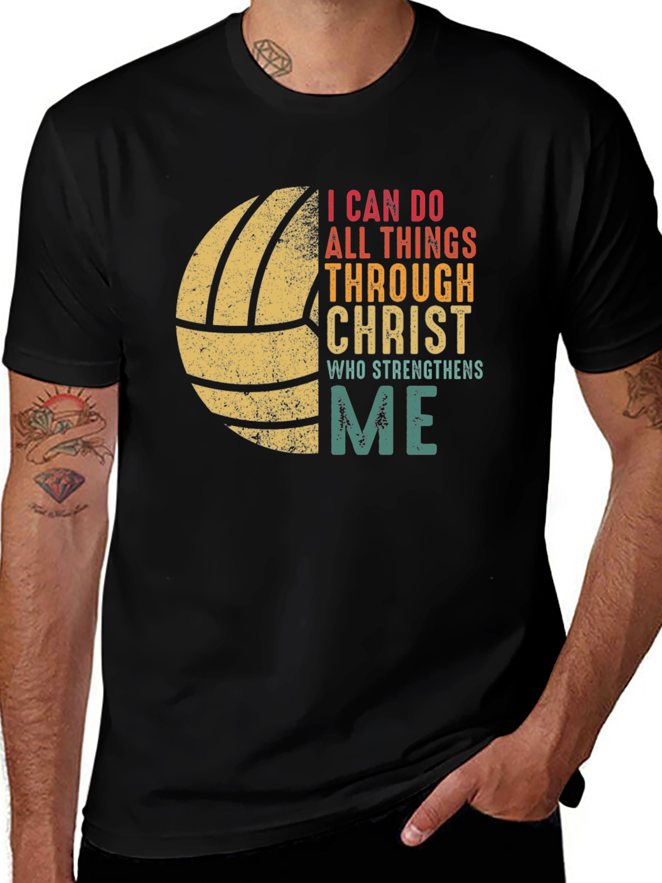 Black Volleyball I Can Do All Things T-Shirt main image