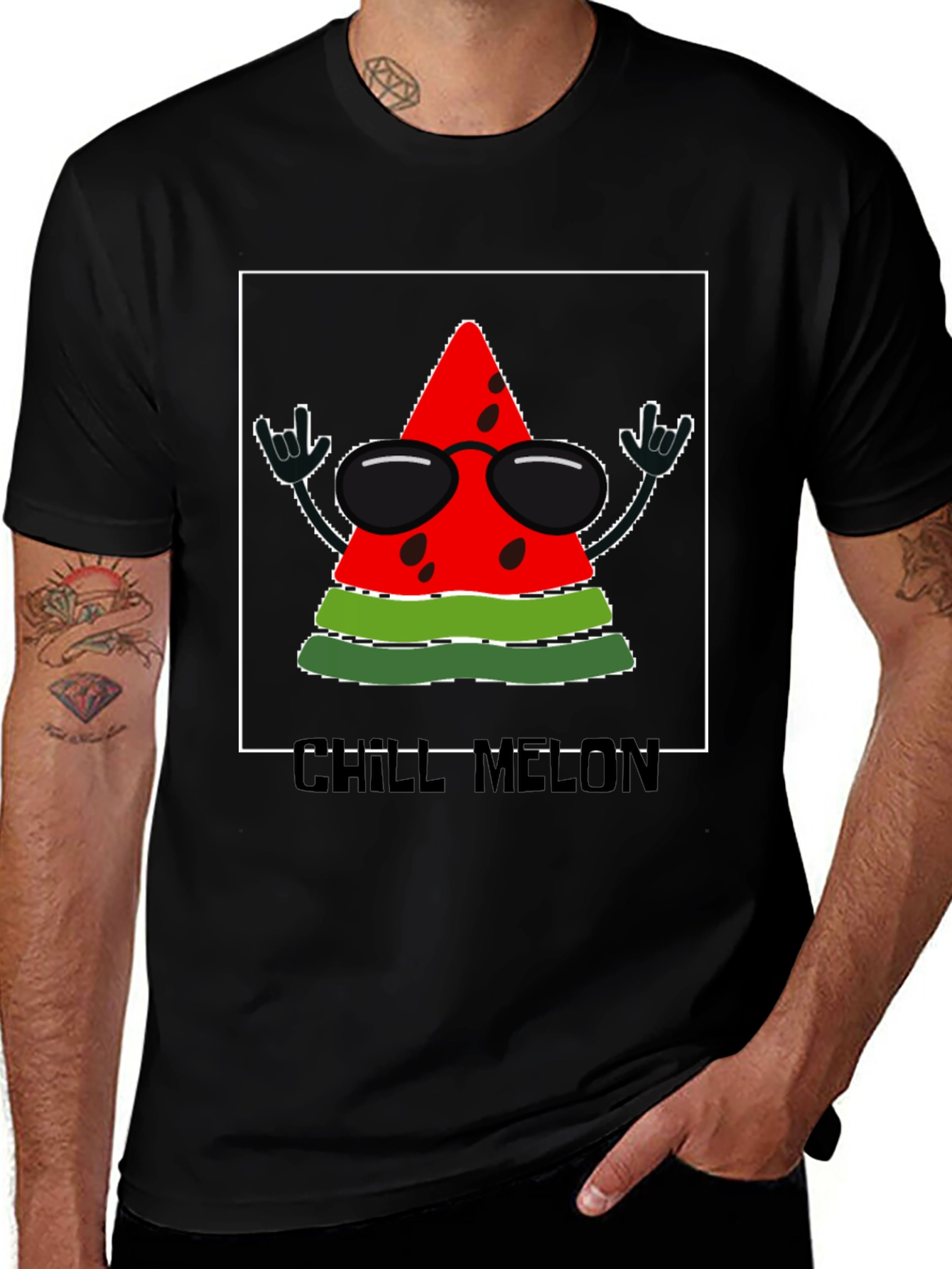 Variant 19 of Chill Melon T-Shirt - Rock On Watermelon!
