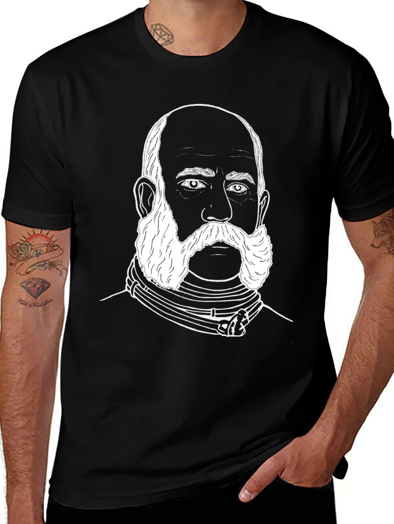 Variant 2 of Vintage Portrait Graphic T-Shirt - Black