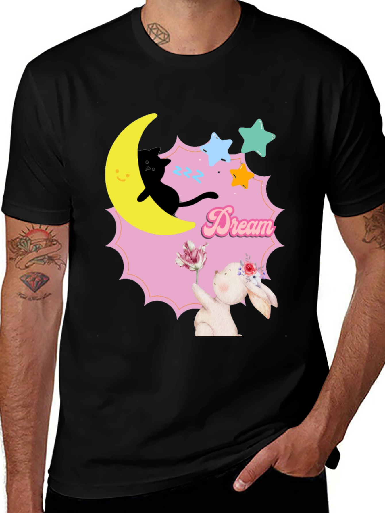 Variant 25 of Dreamy Moon Cat & Bunny T-Shirt