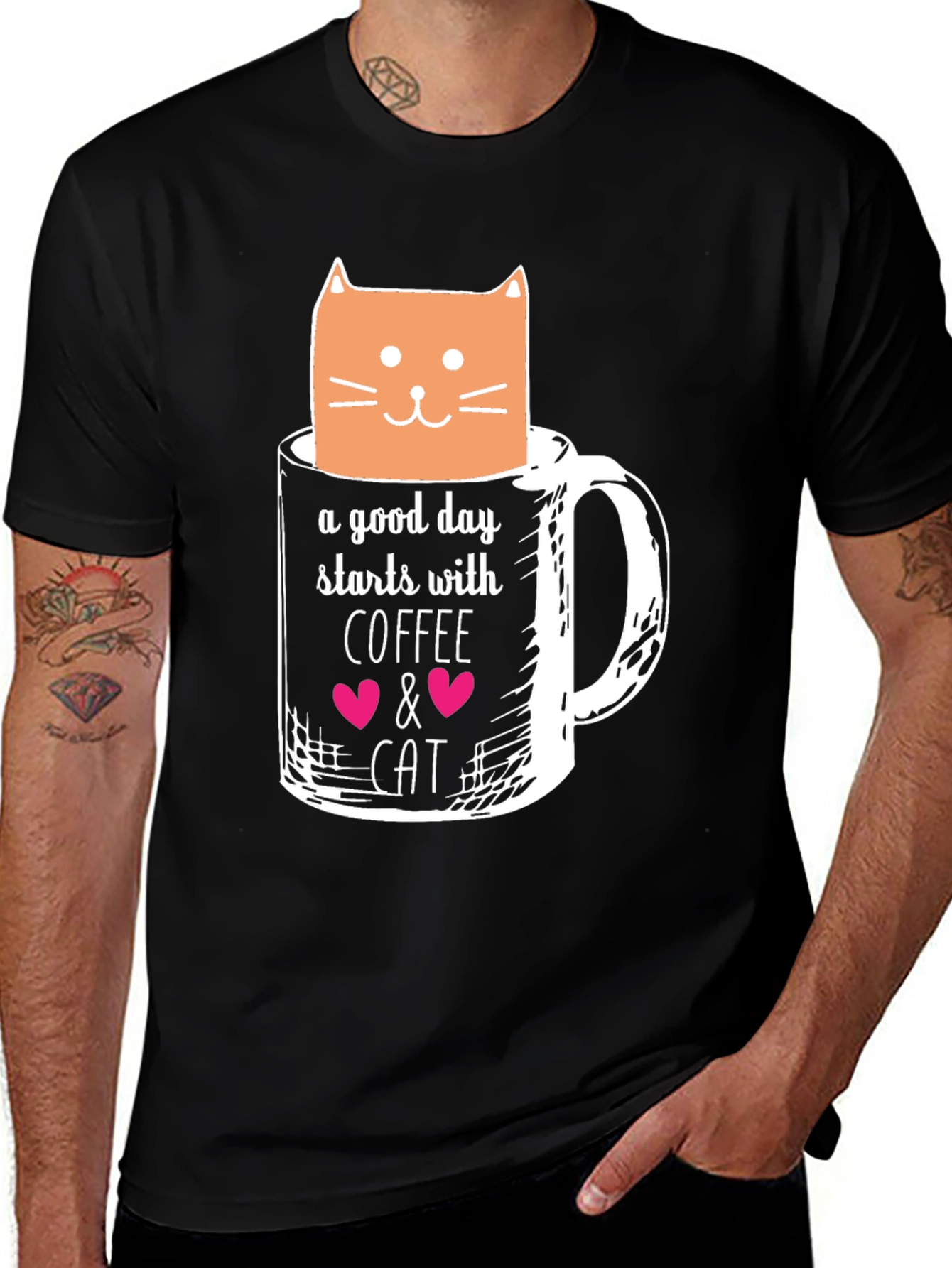 Variant 26 of Coffee and Cat Graphic T-Shirt