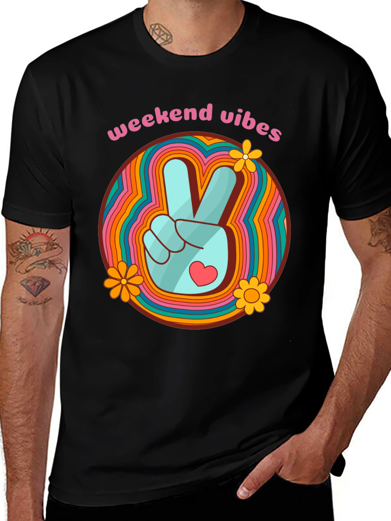 Variant 17 of Weekend Vibes T-Shirt Retro Design Peace Sign