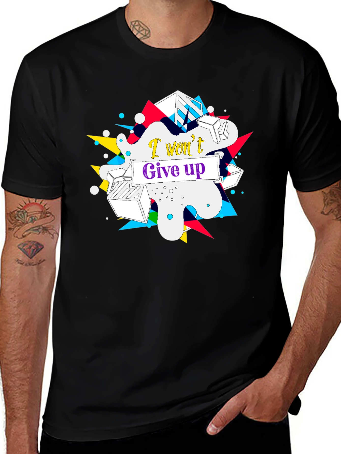 Variant 17 of I Won't Give Up Graphic T-Shirt - Black