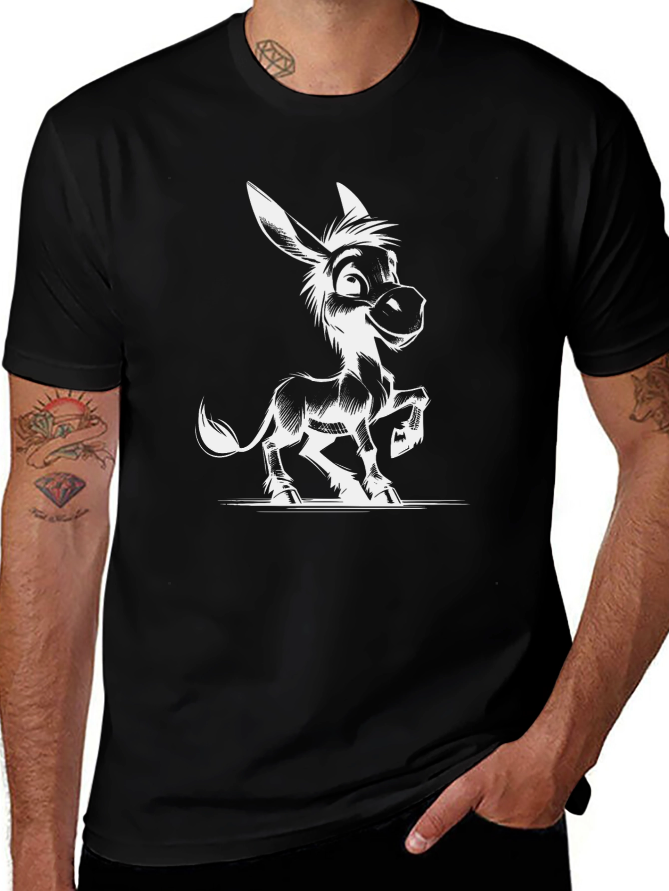 Variant 18 of Funny Donkey Graphic T-Shirt - Black