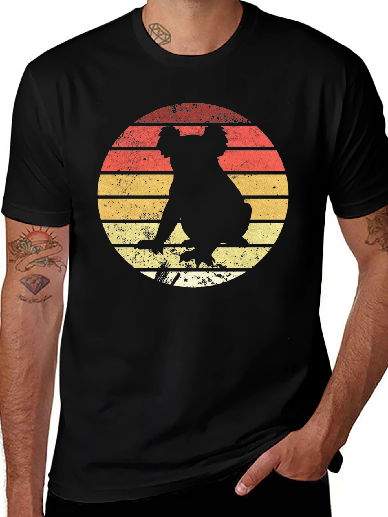 Variant 11 of Retro Koala Sunset Graphic Tee - Black