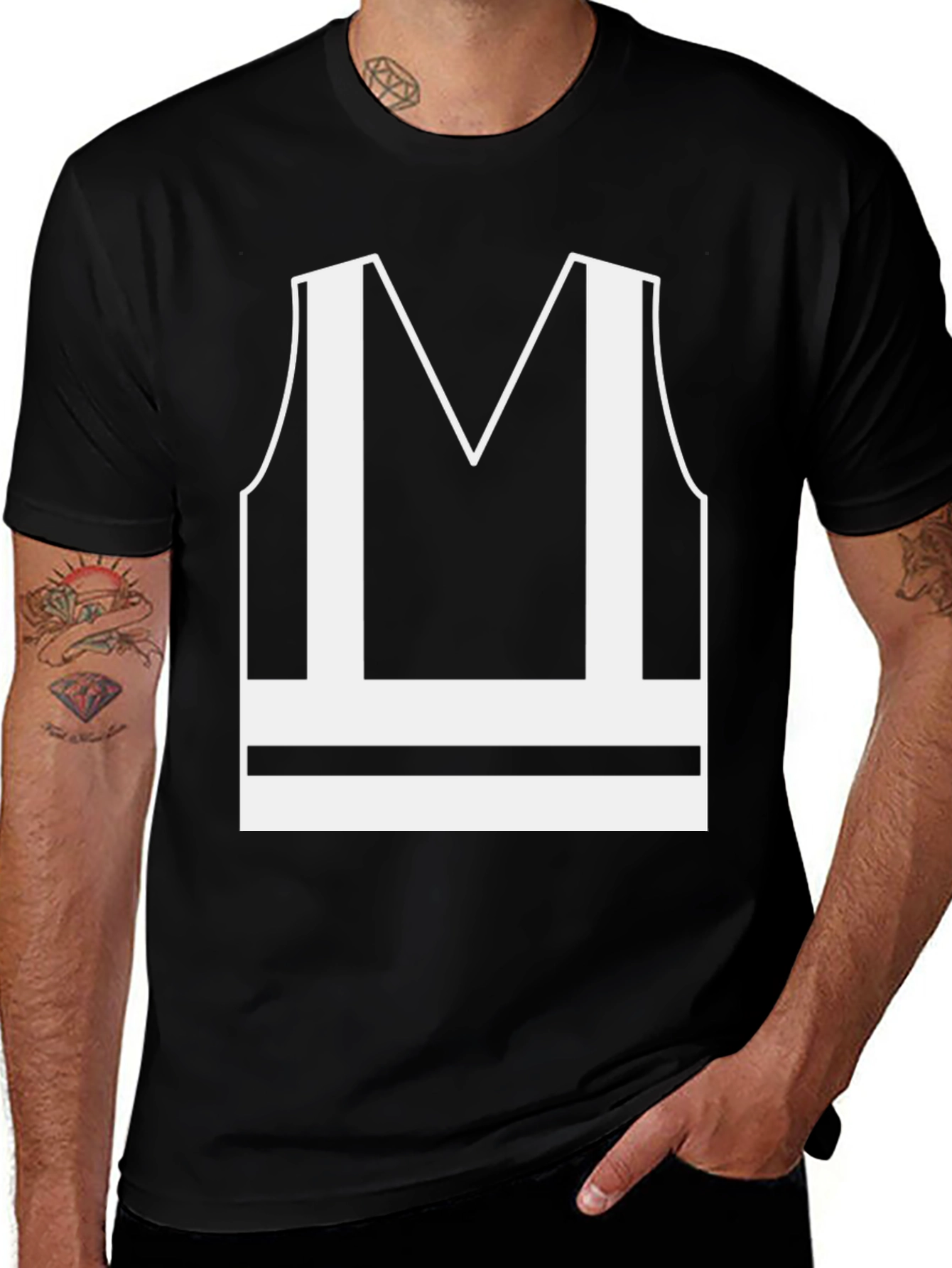 Variant 3 of Safety Vest Graphic Tee - Black Crew Neck