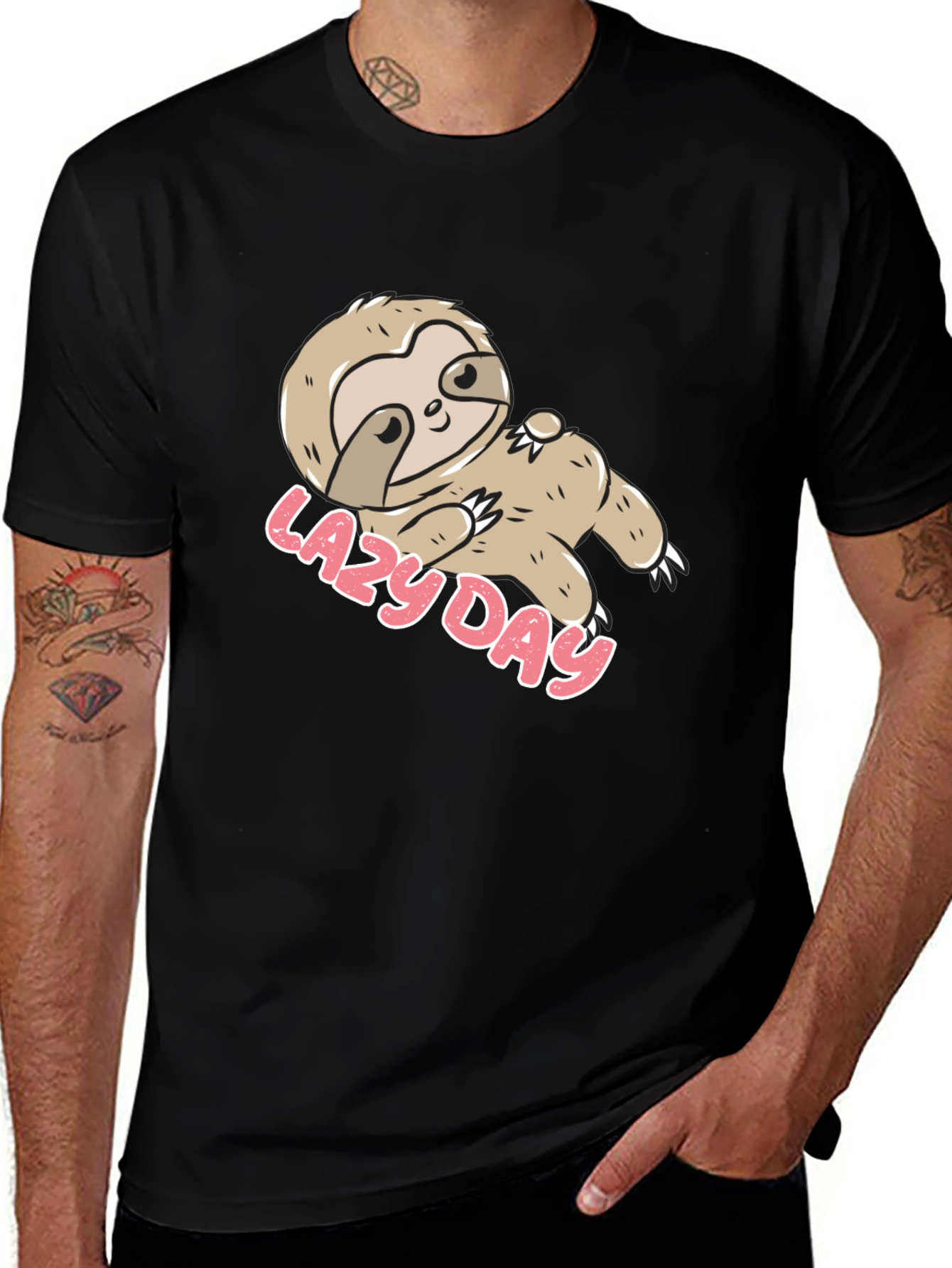 Variant 24 of Lazy Day Sloth Graphic Tee - Relaxed Comfort