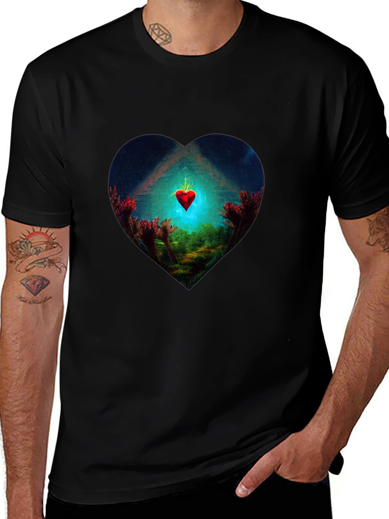 Variant 27 of Heart Landscape Graphic Tee - Black