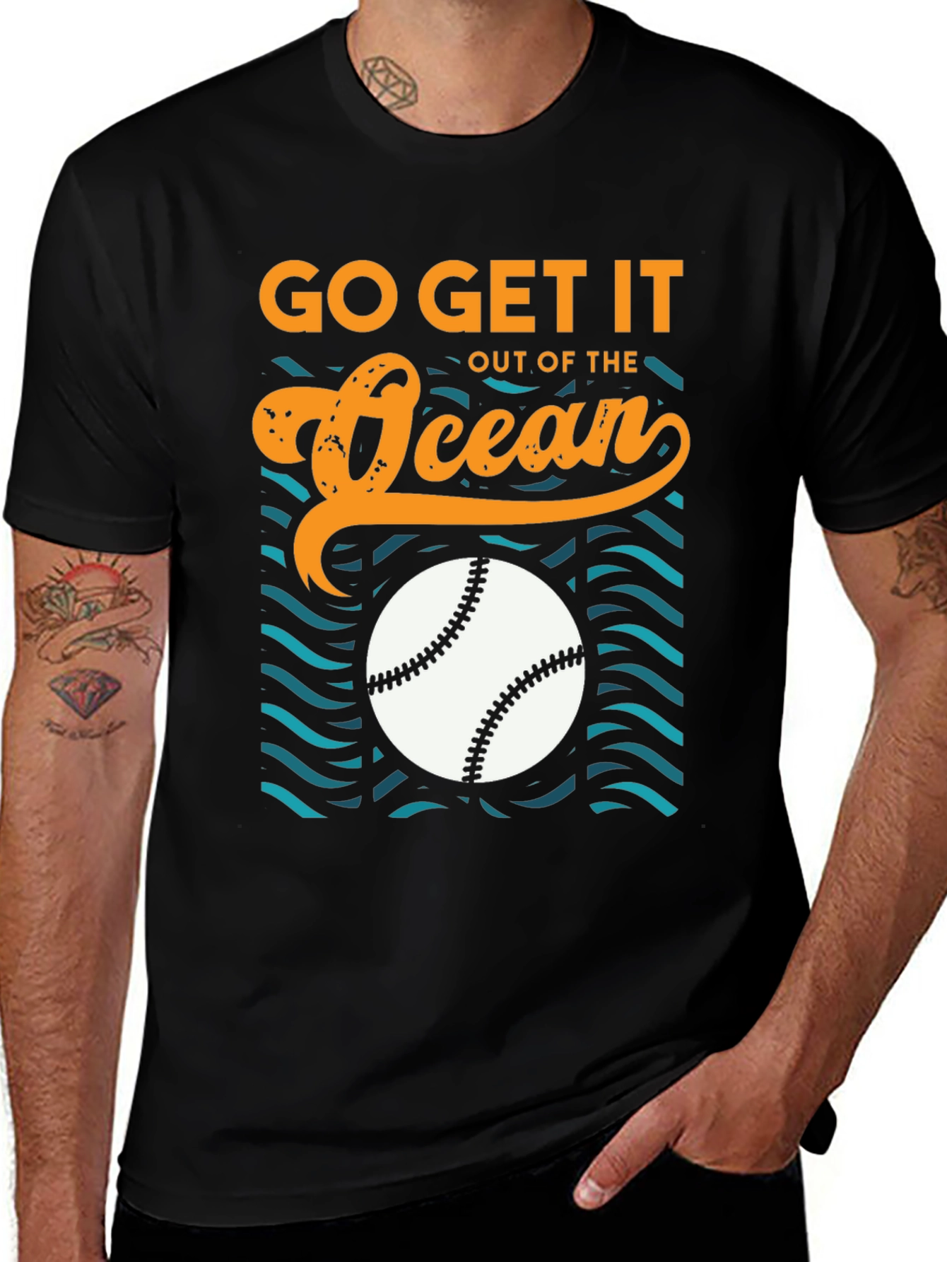 Variant 3 of Go Get It Out of The Ocean Baseball T-Shirt