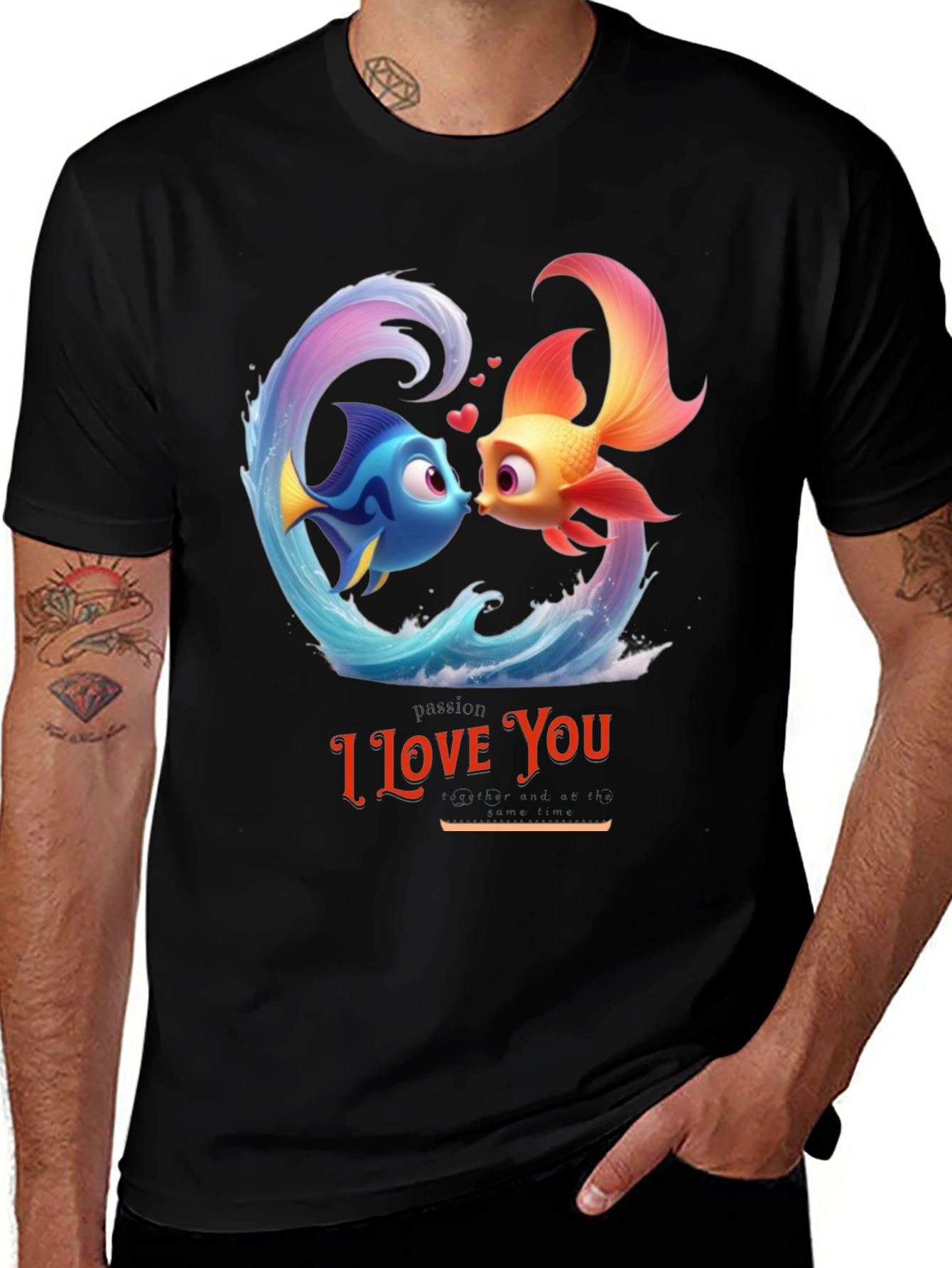Variant 26 of I Love You Fish Graphic T-Shirt