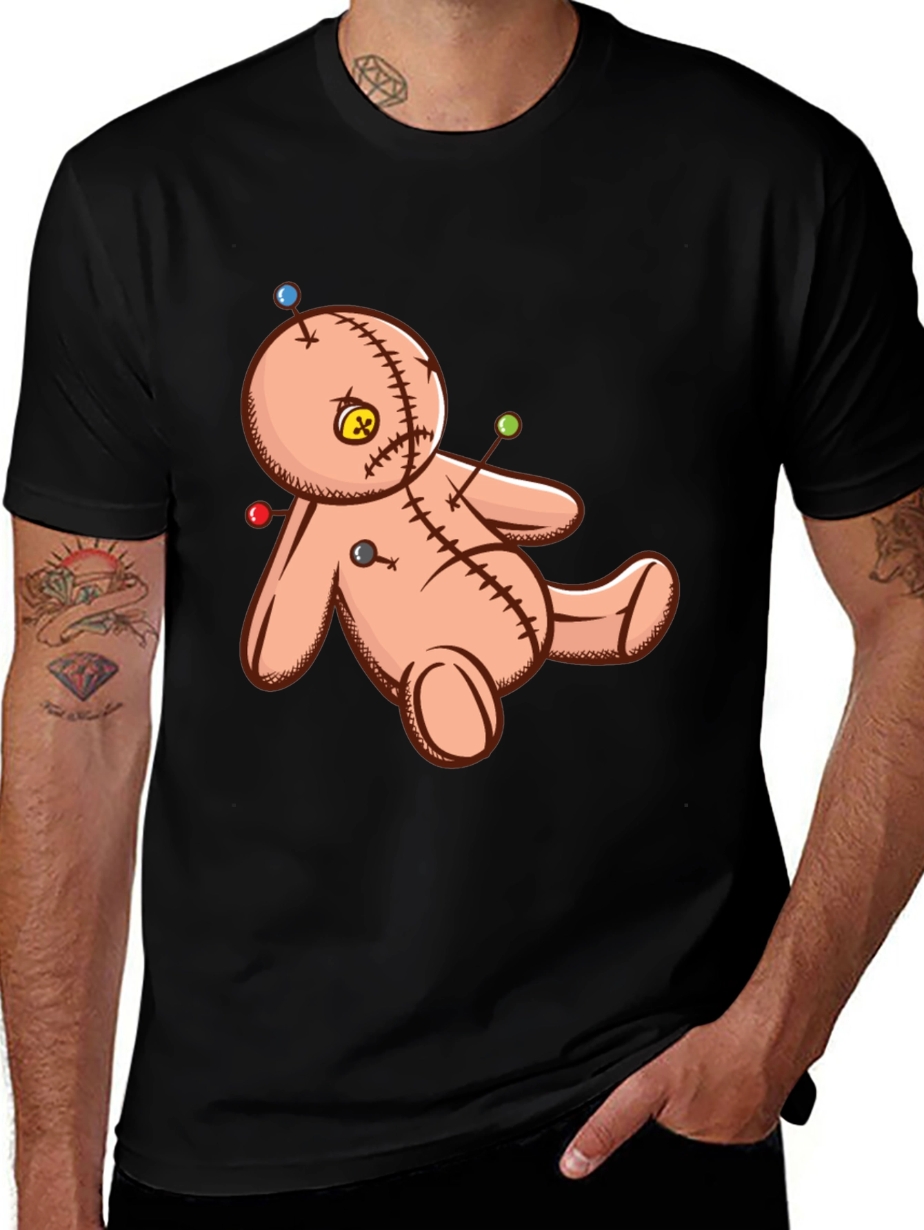 Variant 26 of Voodoo Doll Graphic Tee - Black Cotton T-Shirt