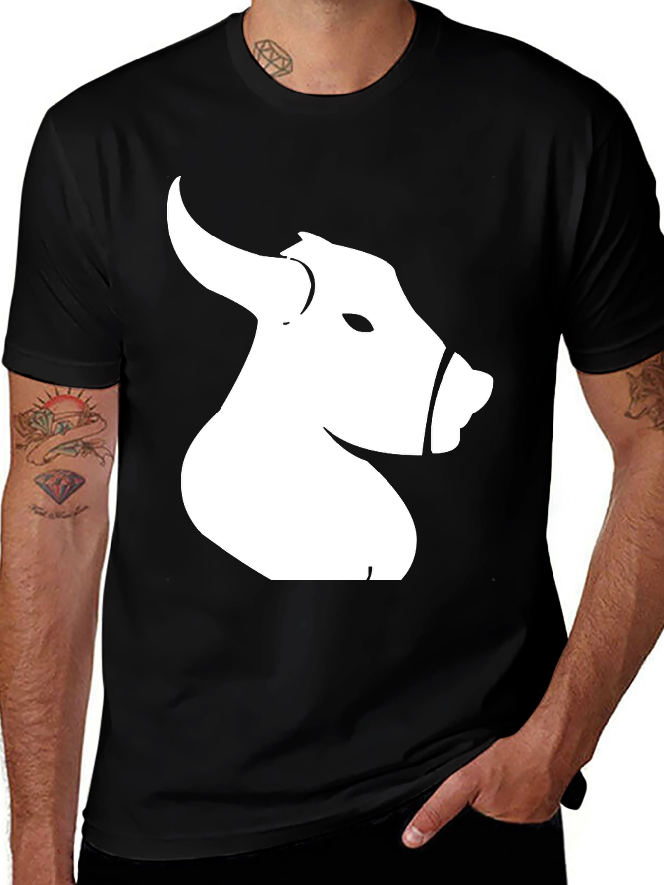Variant 7 of Bull Head Graphic Tee - Black Cotton T-Shirt