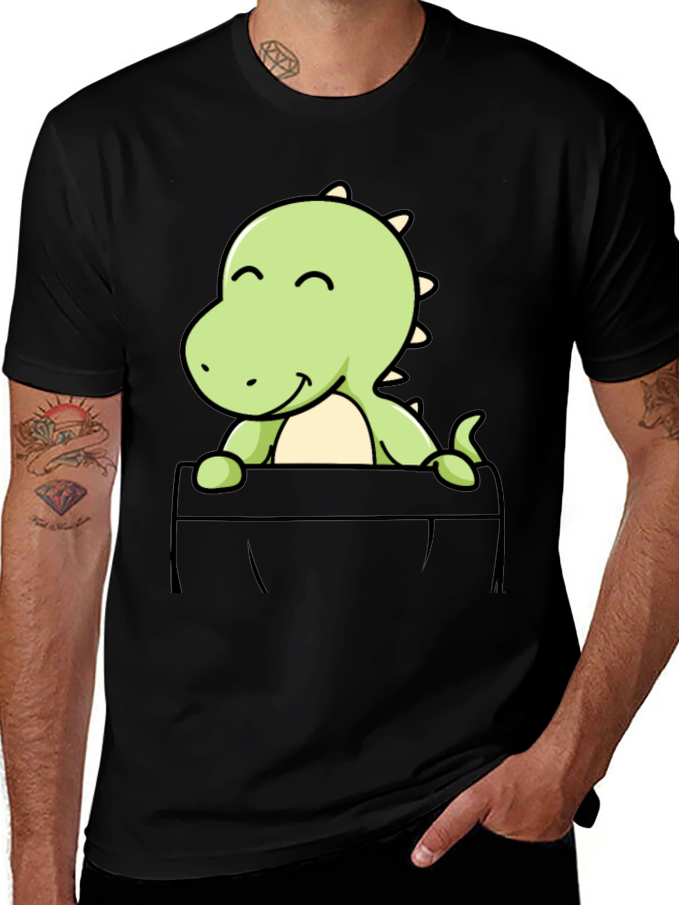 Variant 30 of Dino Pocket T-Shirt - Cute Graphic Tee