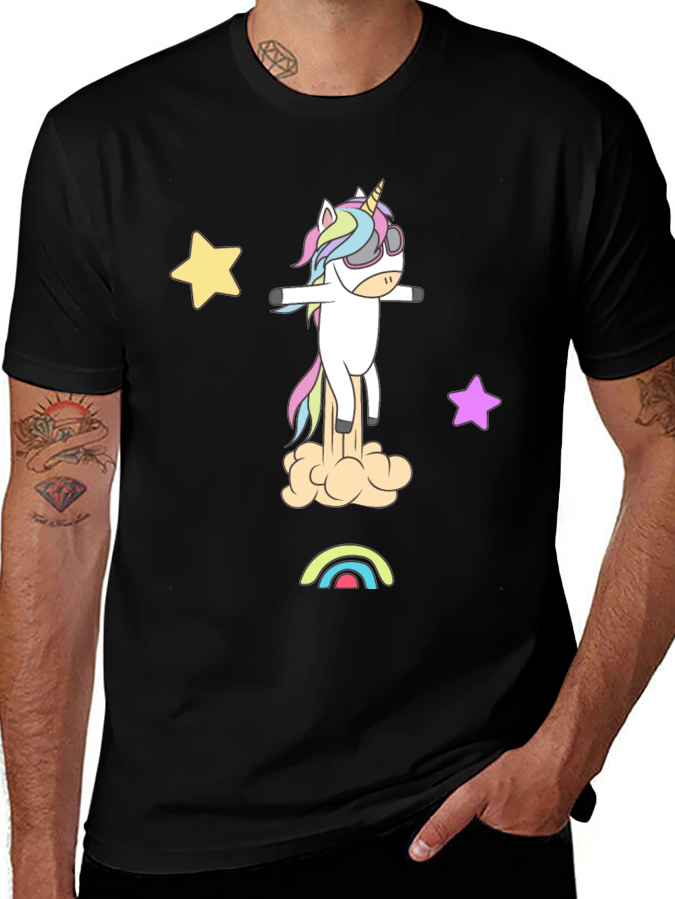 Variant 29 of Funny Unicorn Farting Rainbow Graphic T-Shirt