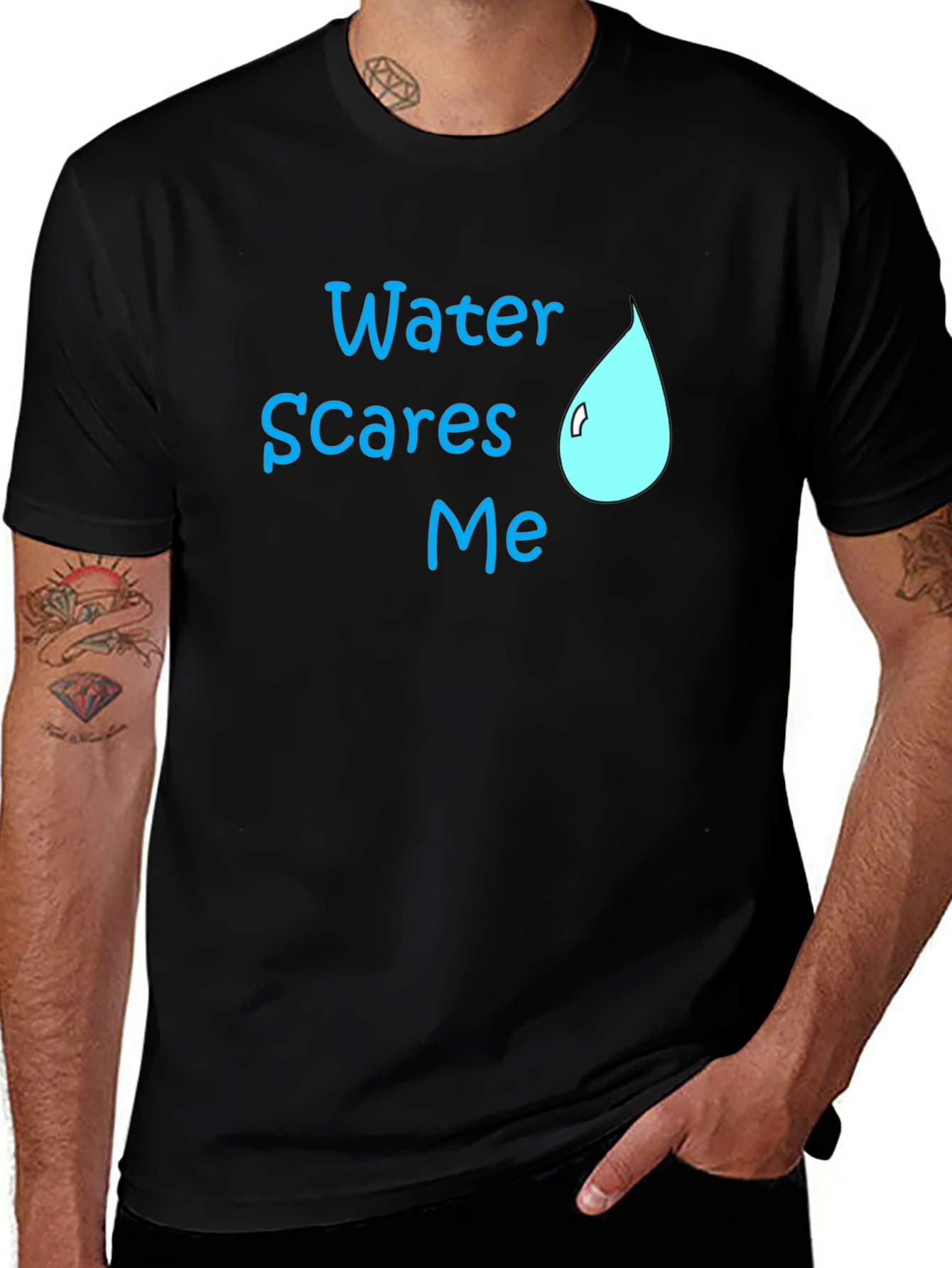 Variant 16 of Water Scares Me T-Shirt - Humorous Graphic Tee