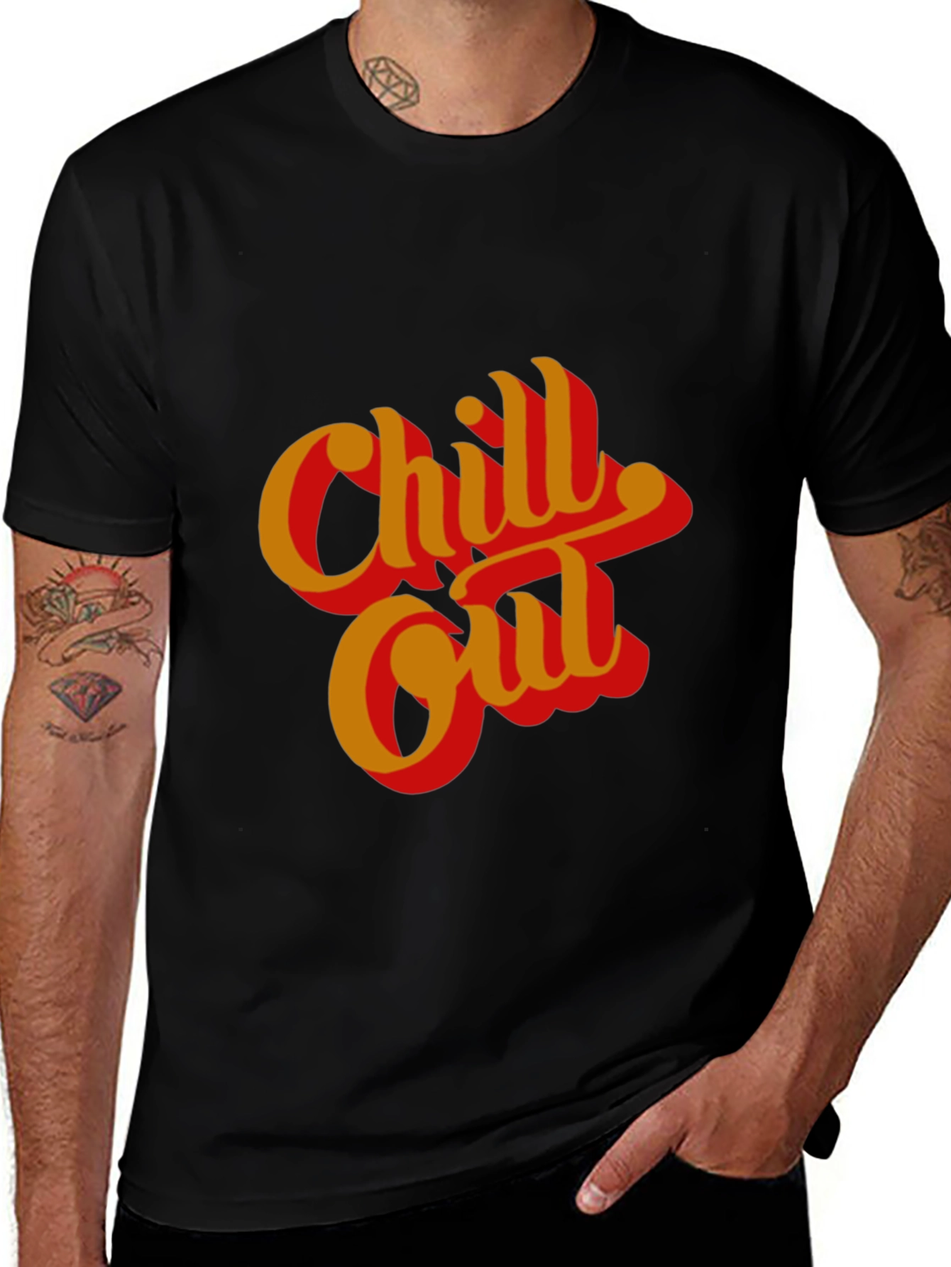 Variant 18 of Chill Out Graphic Tee - Retro Style Black T-Shirt