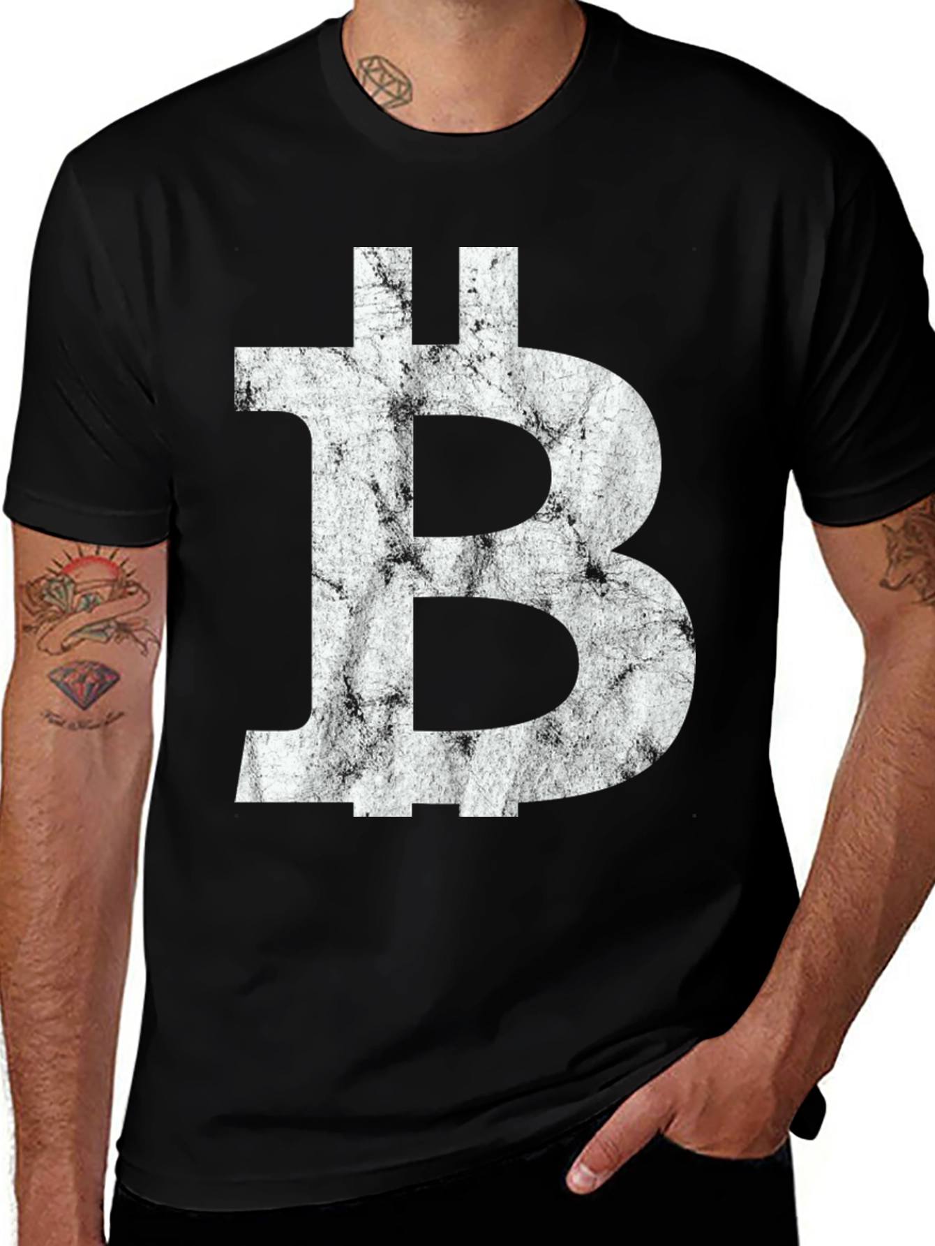 Variant 23 of Bitcoin Distressed Logo T-Shirt - Crypto Currency Tee