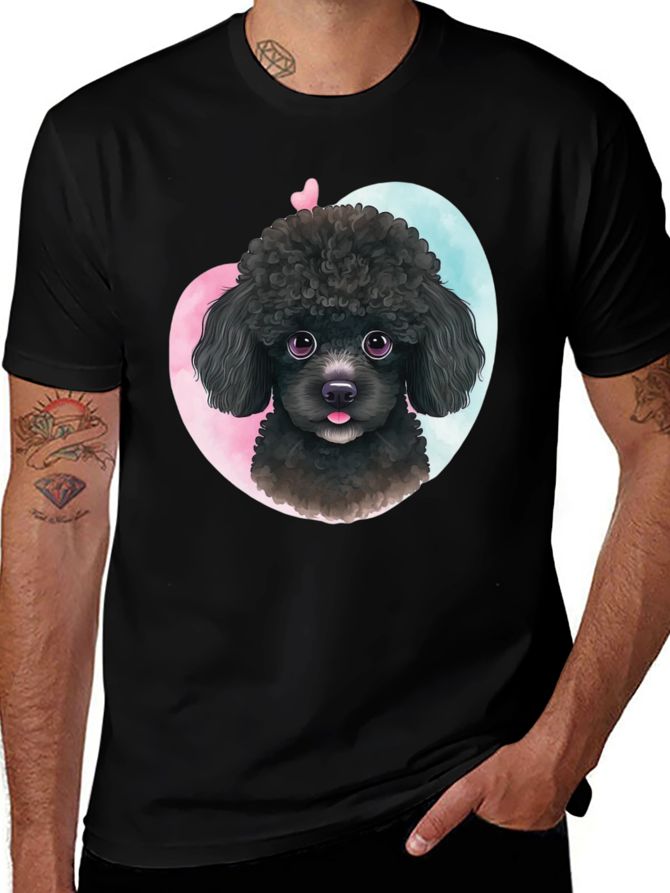 Variant 29 of Cute Poodle Heart T-Shirt - Black