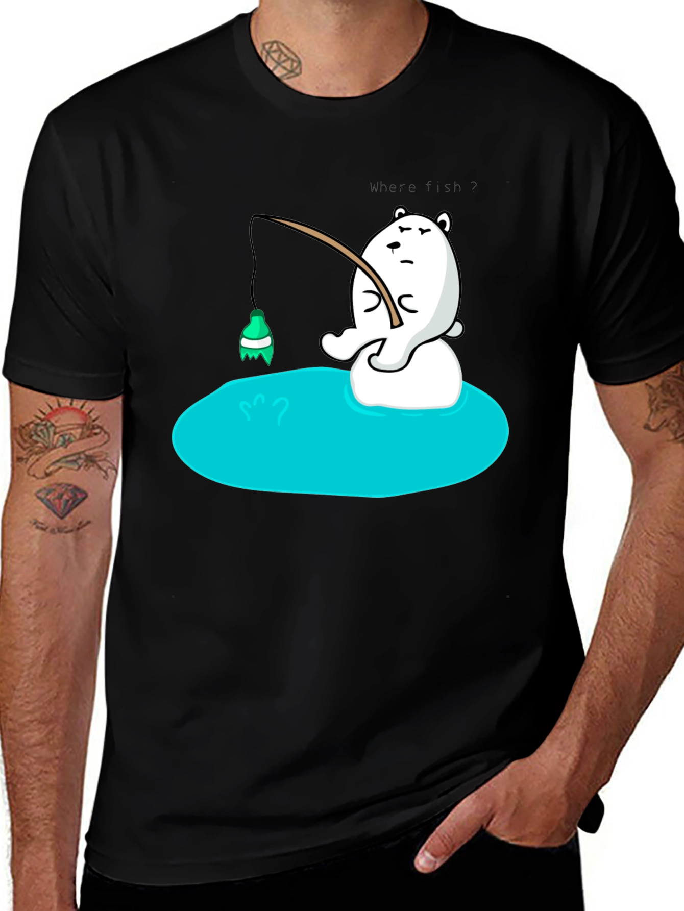 Variant 15 of Cartoon Bear Fishing T-Shirt - Soft Cotton Tee