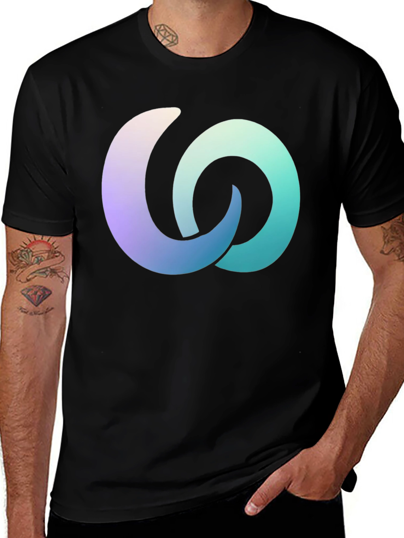 Variant 26 of Gradient Interlocking Circles Black T-Shirt