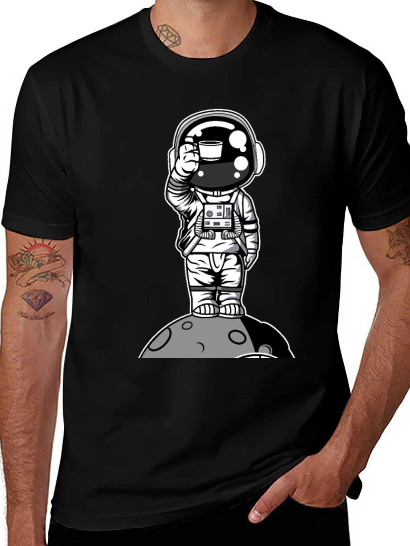 Variant 23 of Astronaut Coffee Moon T-Shirt - Cool Space Tee