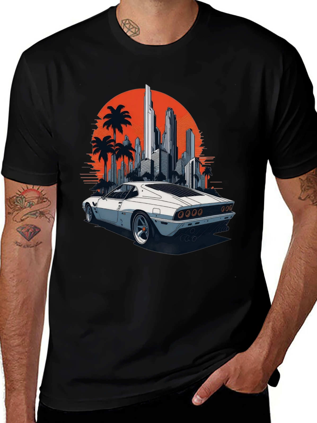 Variant 29 of Retro Car Cityscape T-Shirt - Cool Graphic Tee