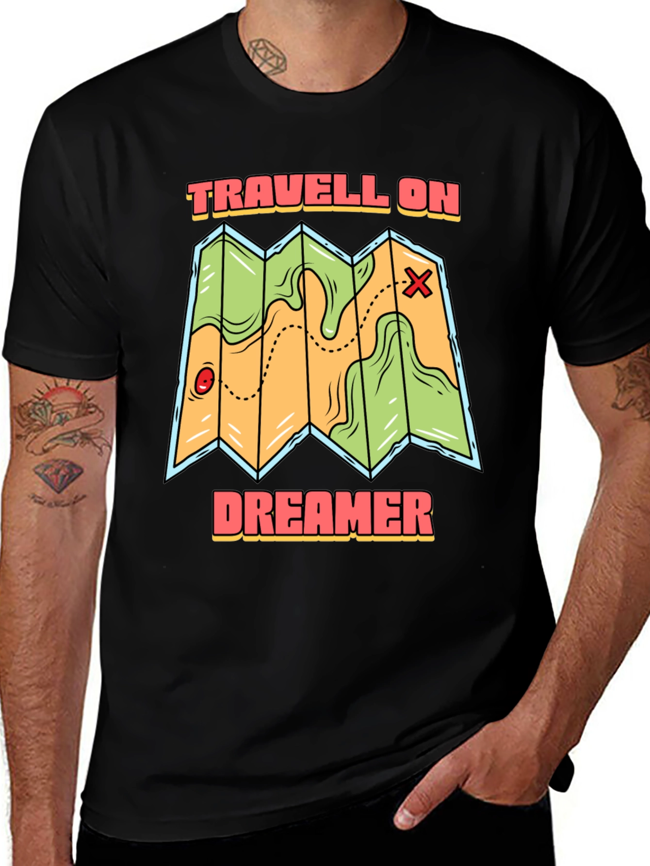 Travell On Dreamer Black T-Shirt