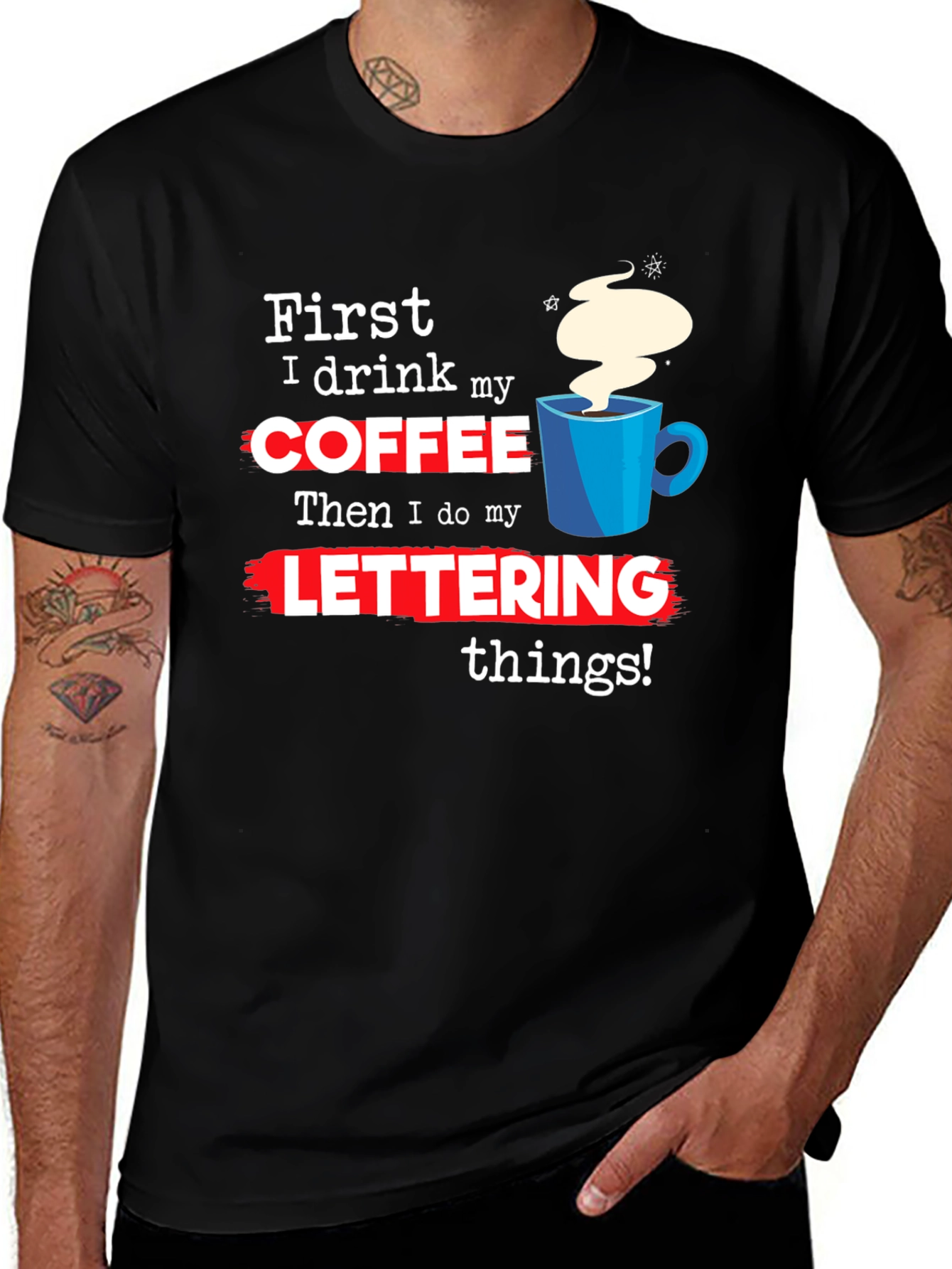 Variant 14 of Coffee & Lettering Black T-Shirt