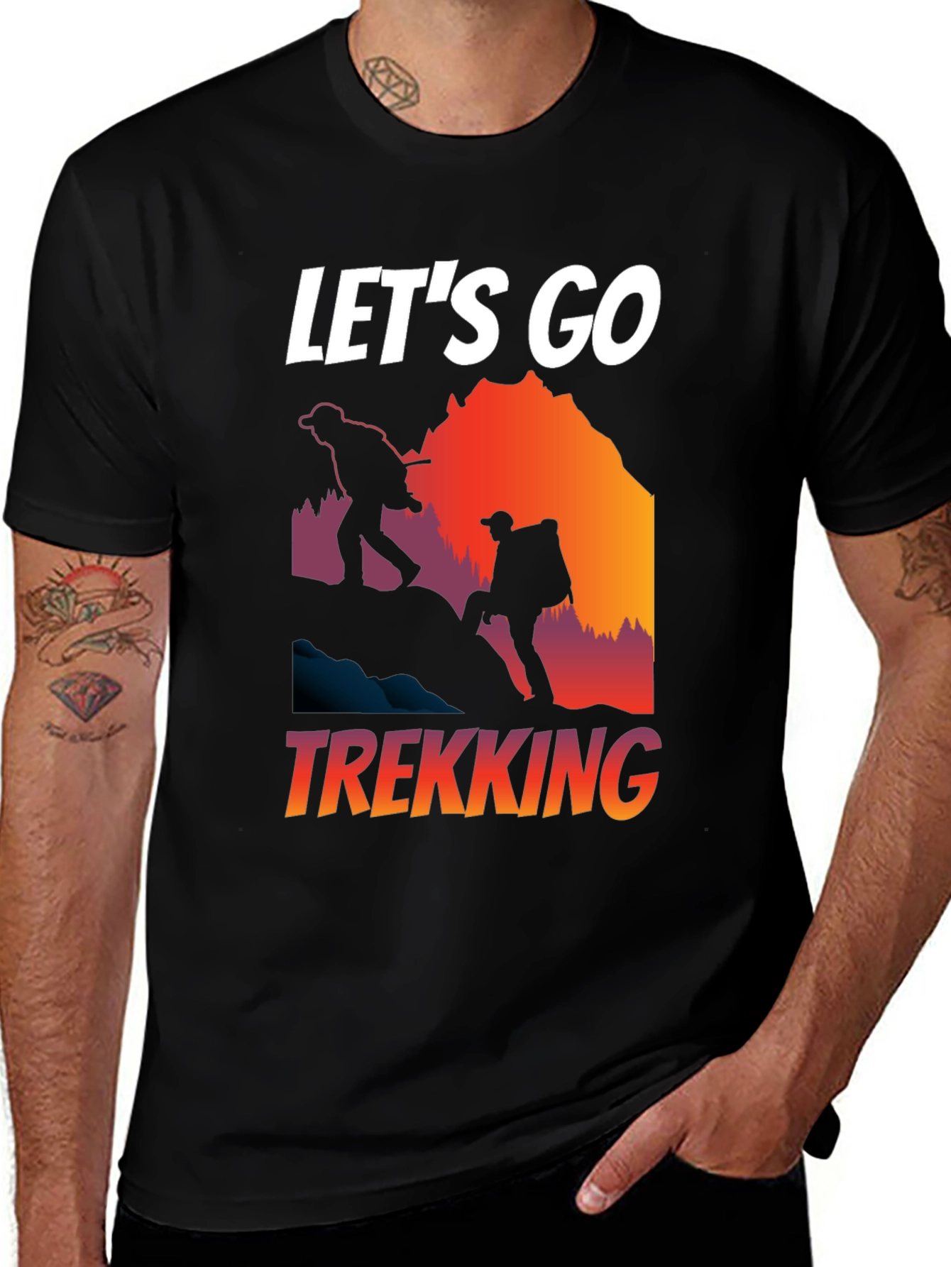 Let's Go Trekking Black T-Shirt