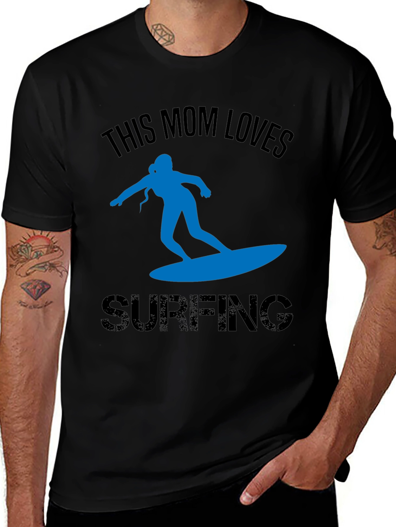 Variant 21 of This Mom Loves Surfing T-Shirt - Black