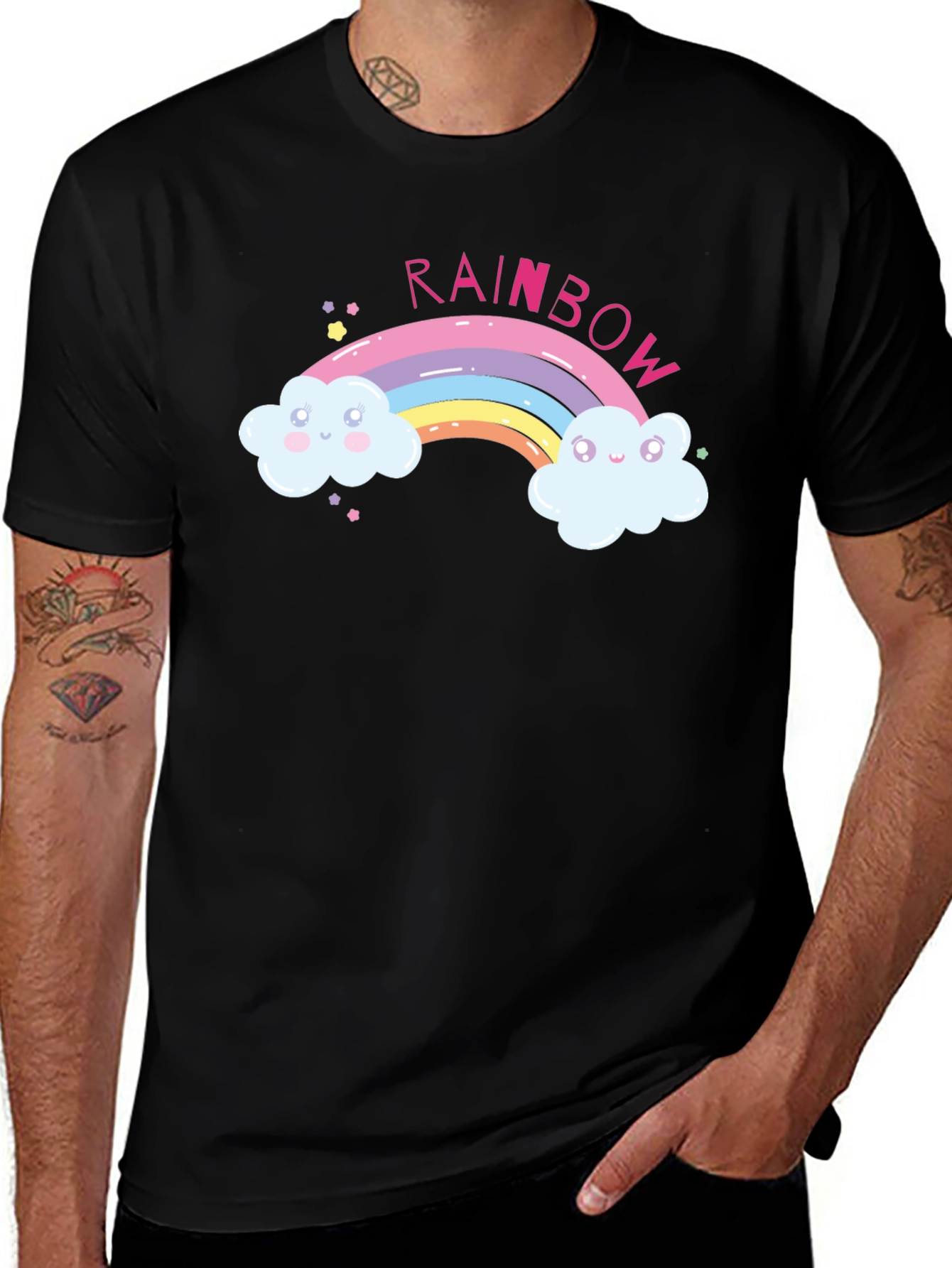 Variant 9 of Rainbow Cloud Graphic Tee - Cute & Comfy Black T-Shirt
