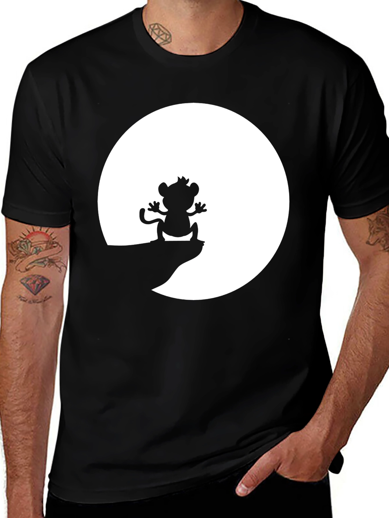 Variant 13 of Monkey Silhouette T-Shirt - Black Cotton Tee