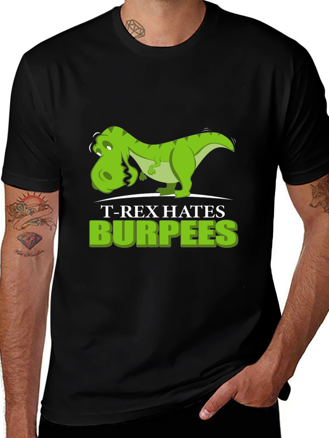 T-Rex Hates Burpees Graphic Tee - Funny Workout Shirt