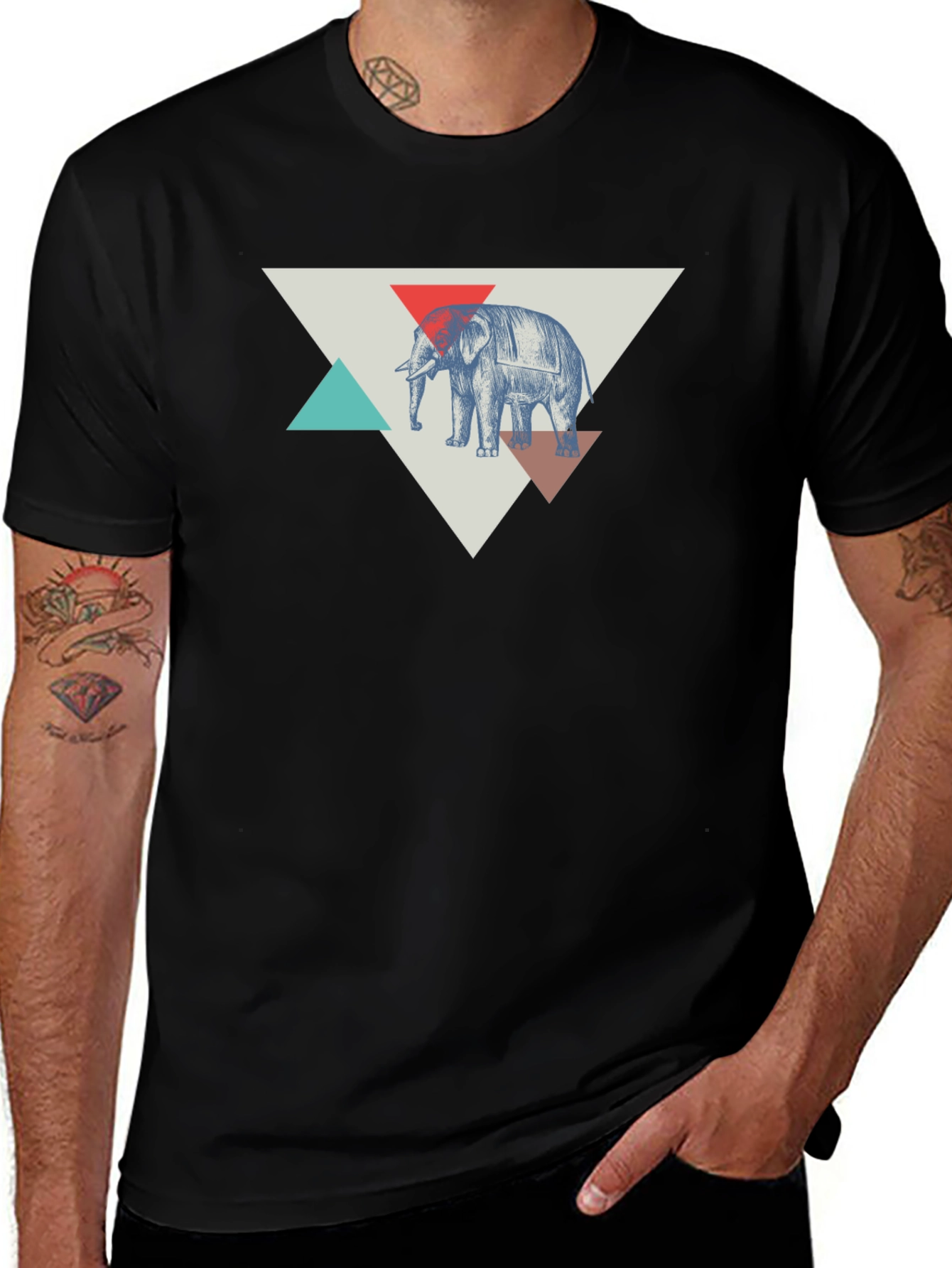 Variant 18 of Elephant Graphic Tee - Geometric Design