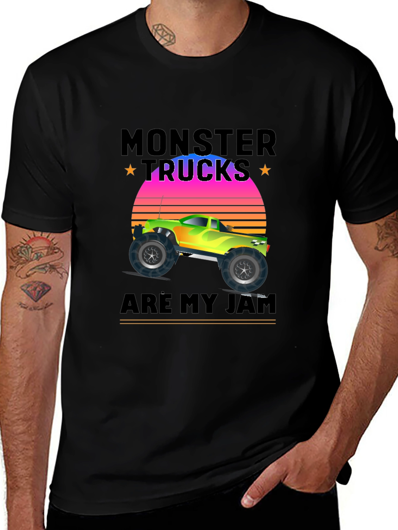 Variant 6 of Monster Truck Graphic Tee - "Are My Jam" Black T-Shirt