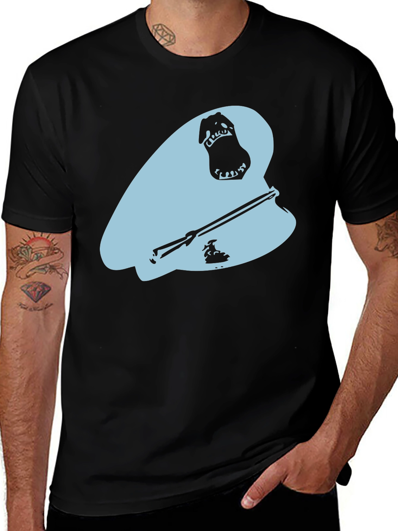 Variant 16 of Black T-Shirt with Humorous Silhouette Design