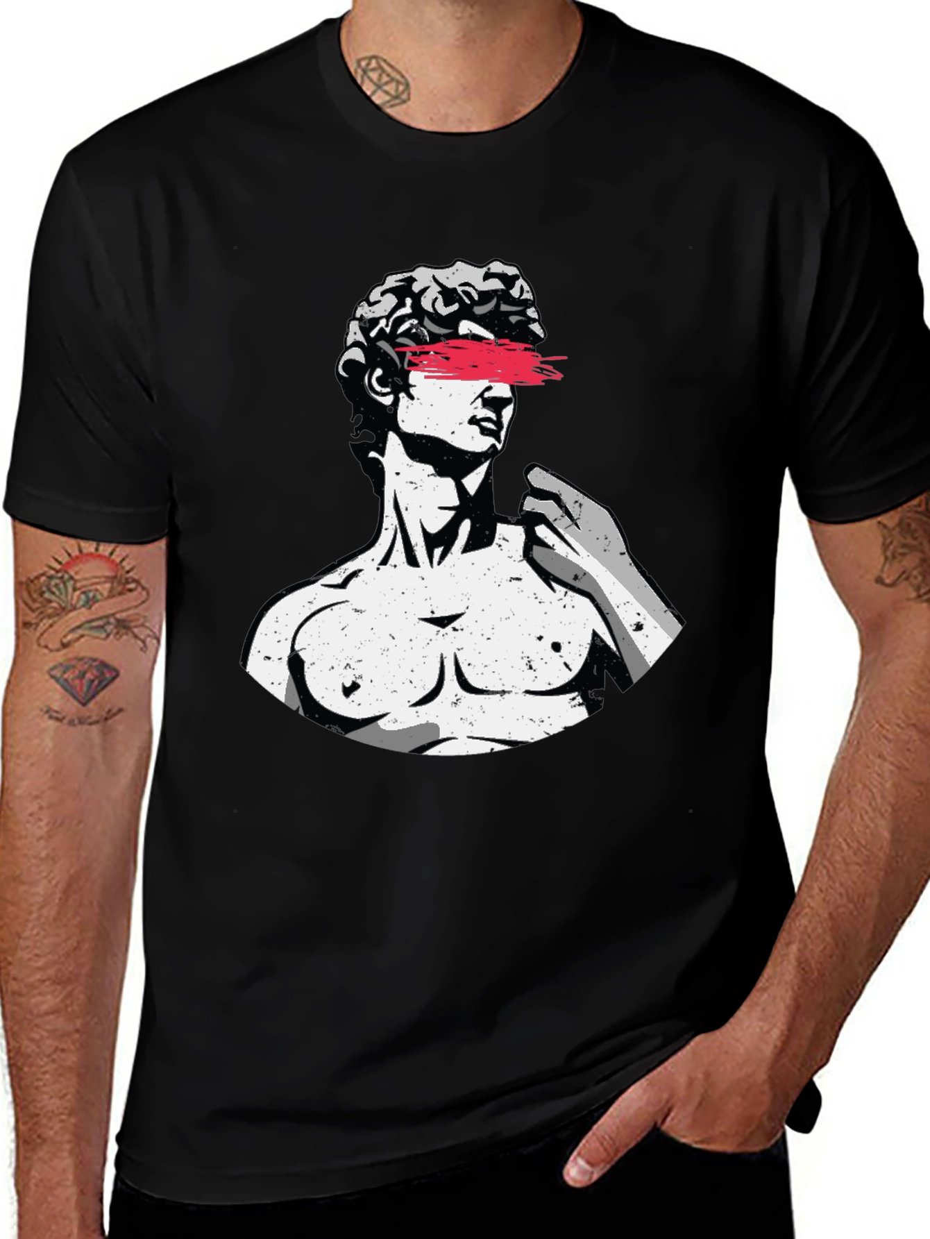 Variant 23 of David Statue Graphic Tee - Men's Black T-Shirt