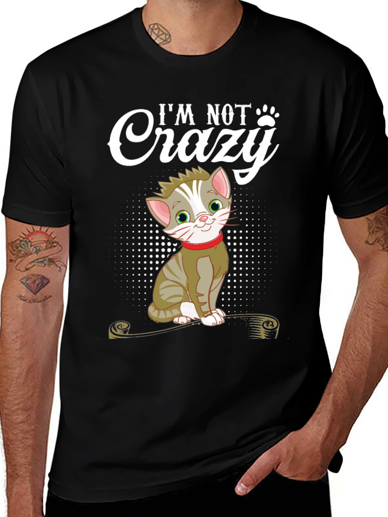 Variant 27 of I'm Not Crazy Cat T-Shirt - Fun Novelty Tee