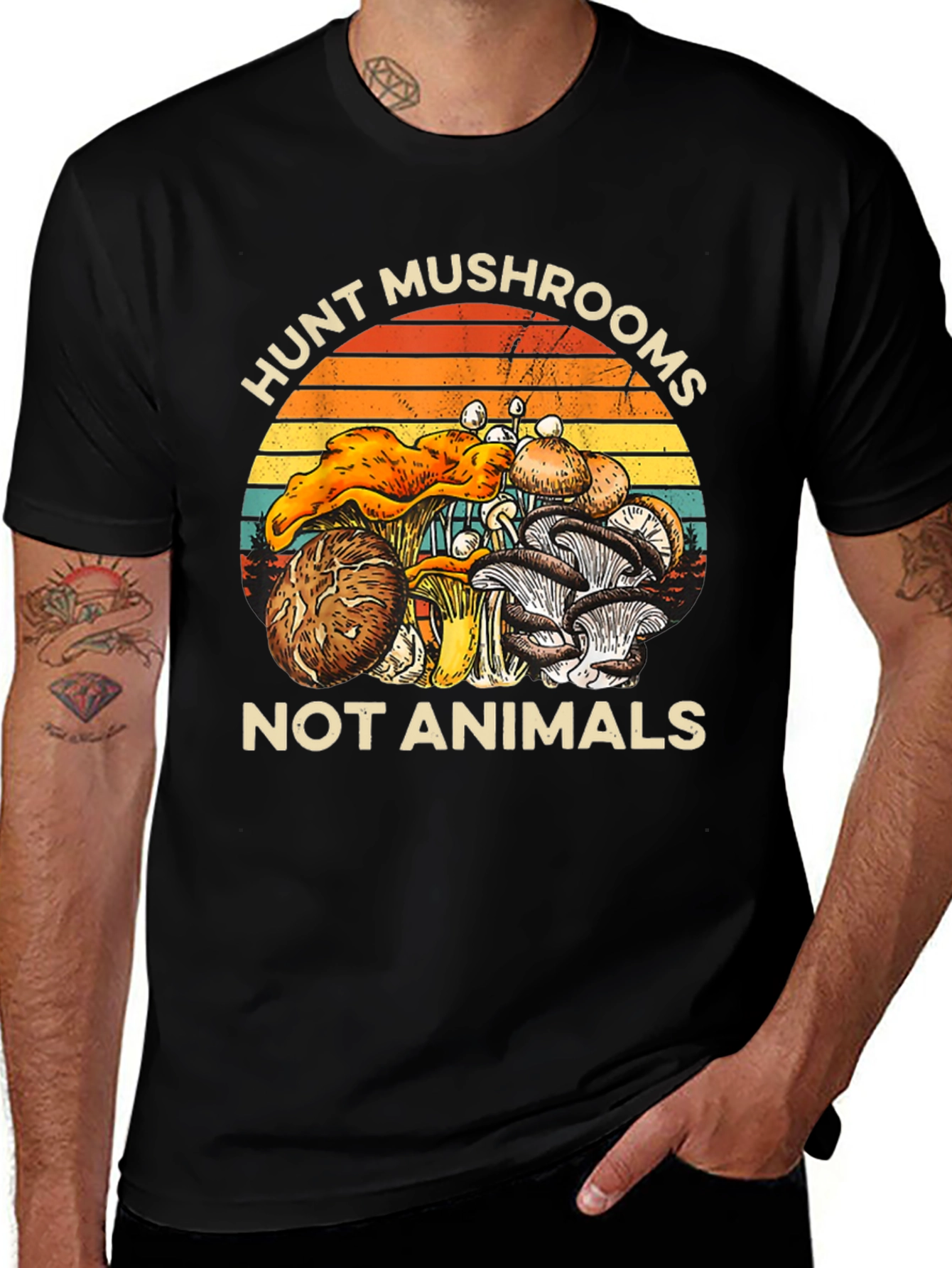Hunt Mushrooms Not Animals Graphic T-Shirt