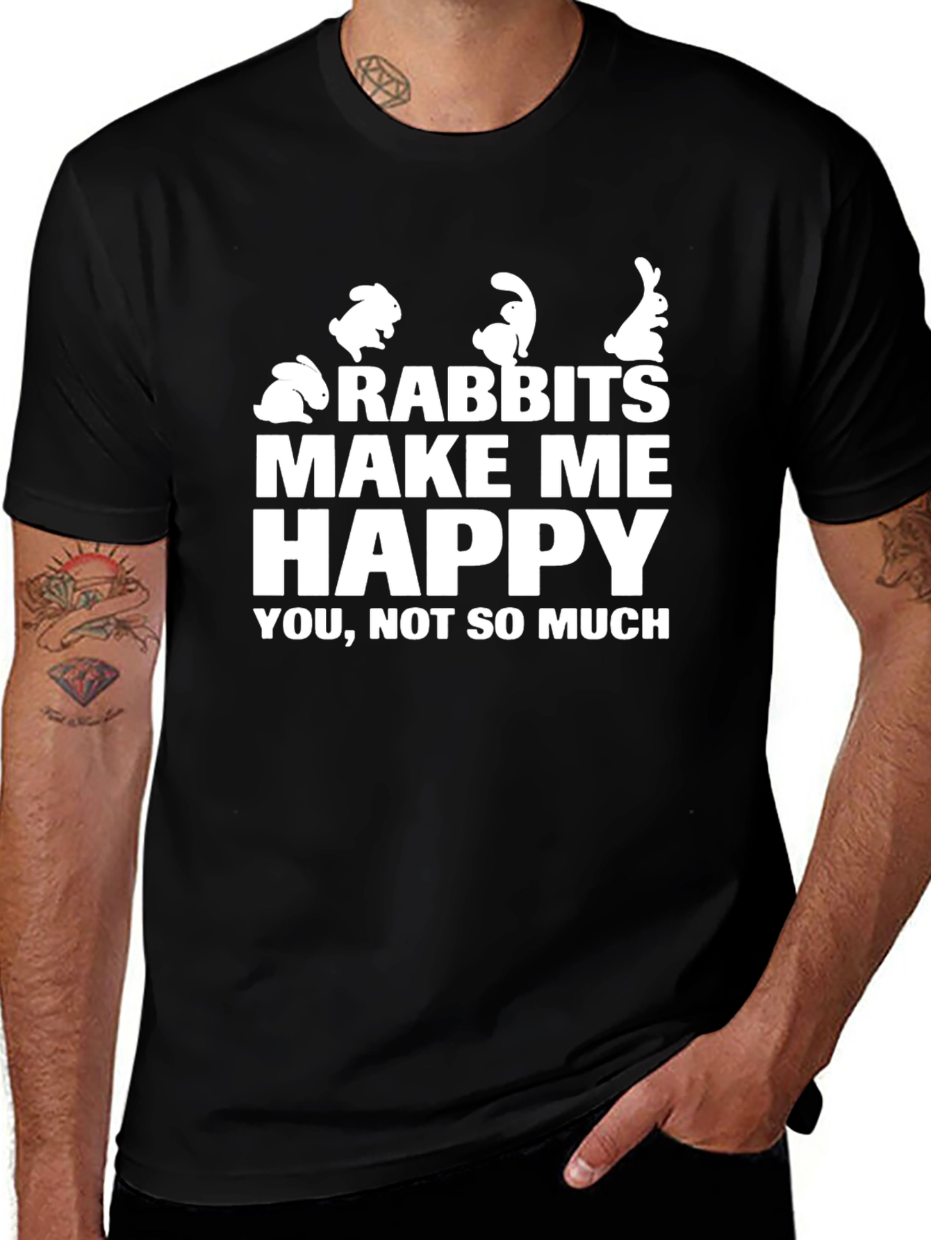 Variant 22 of Rabbits Make Me Happy T-Shirt Funny Bunny Lover Tee