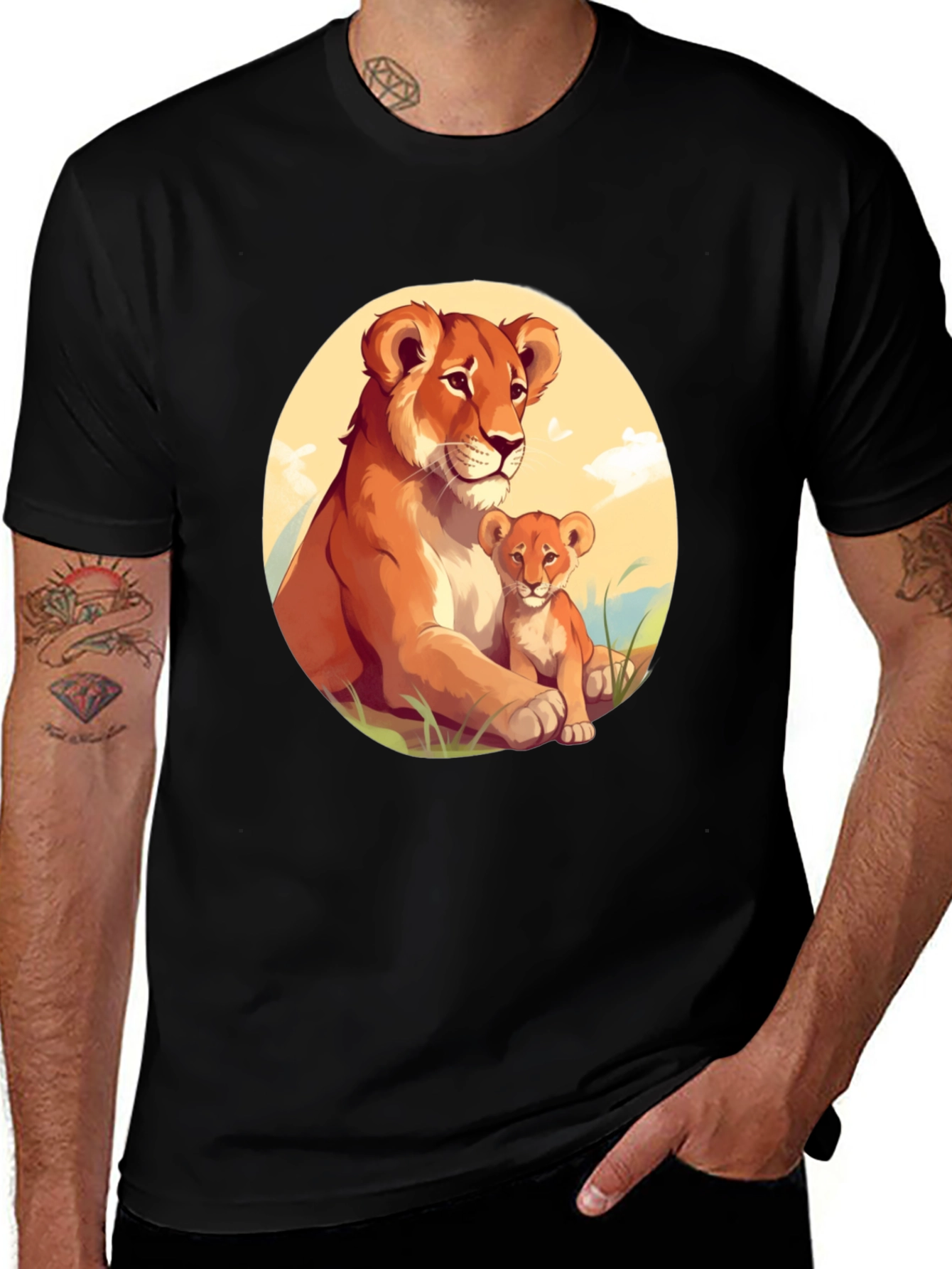 Variant 24 of Lioness & Cub Graphic Tee - Black